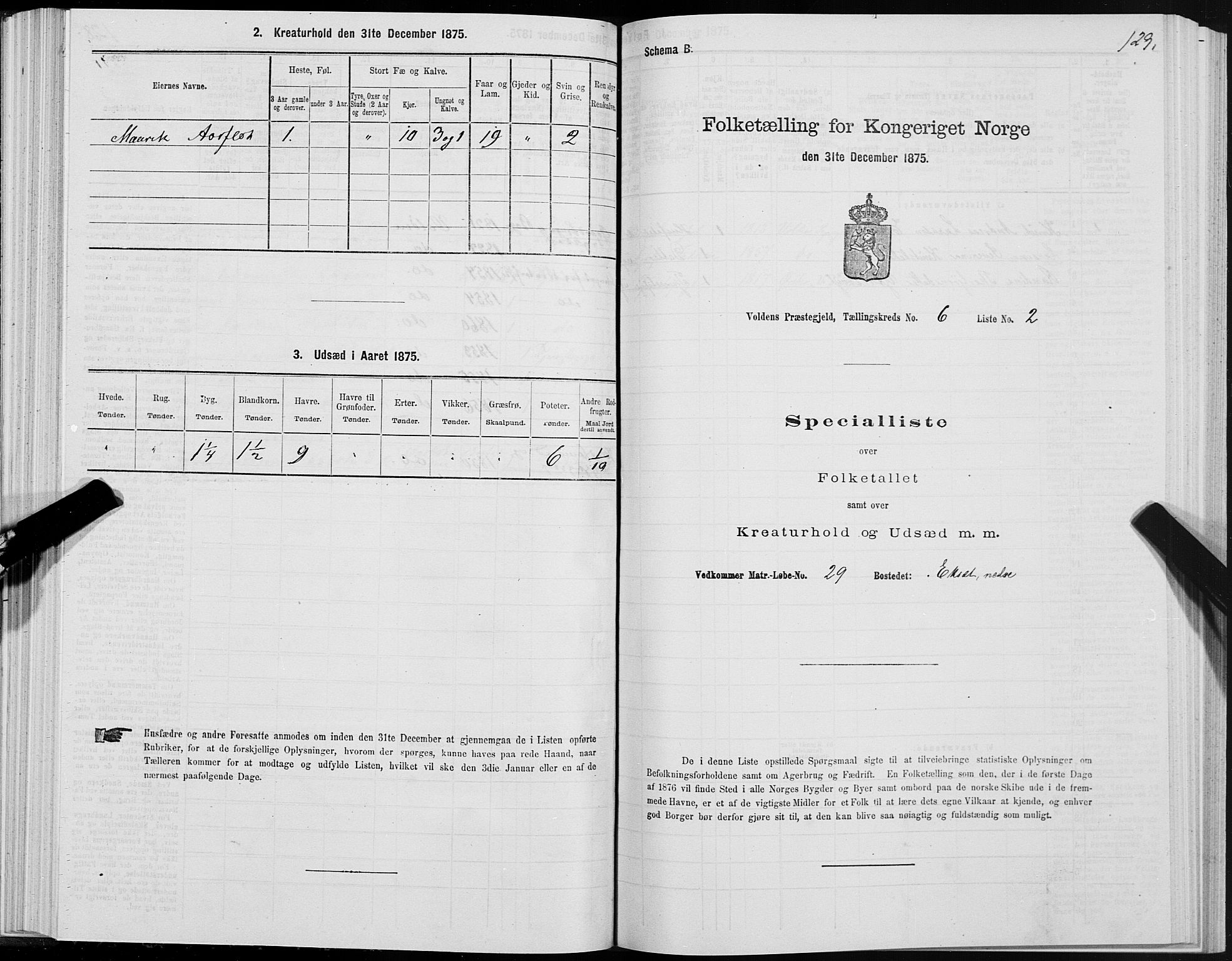 SAT, 1875 census for 1519P Volda, 1875, p. 4129