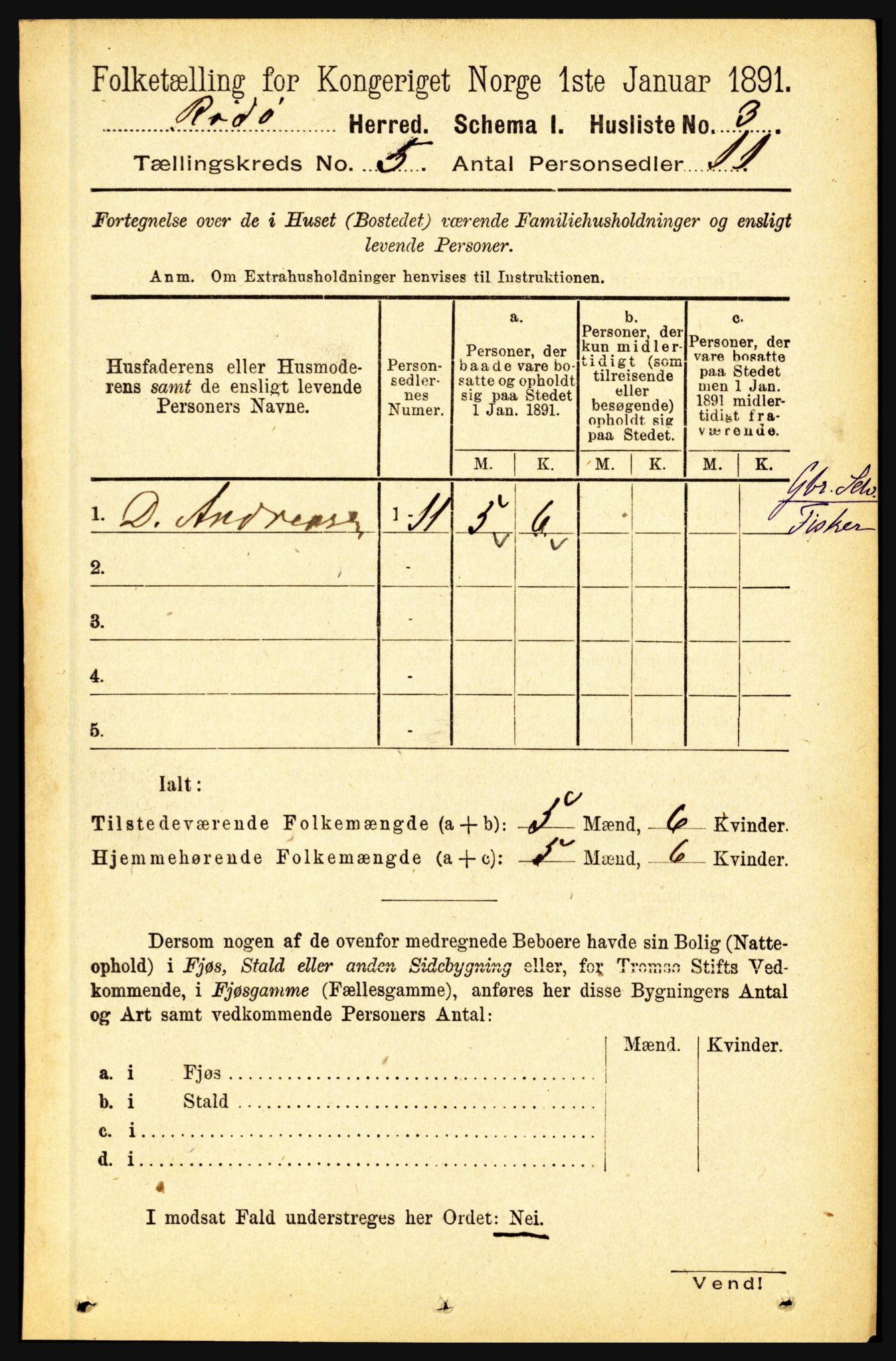 RA, 1891 census for 1836 Rødøy, 1891, p. 2349