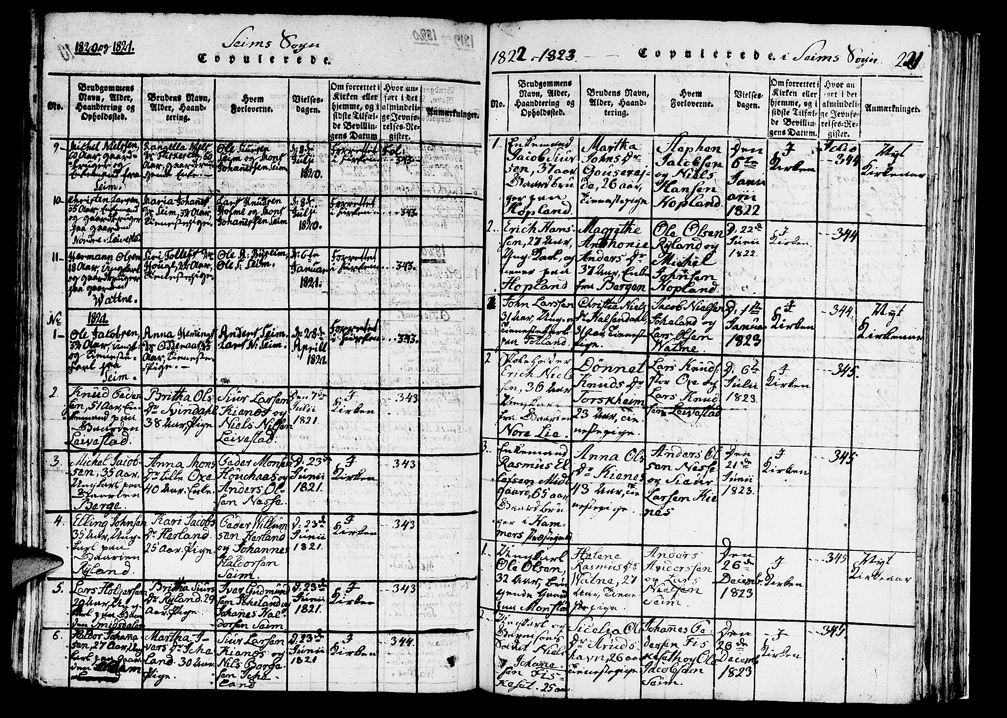 Hosanger sokneprestembete, AV/SAB-A-75801/H/Haa: Parish register (official) no. A 5, 1815-1824, p. 221