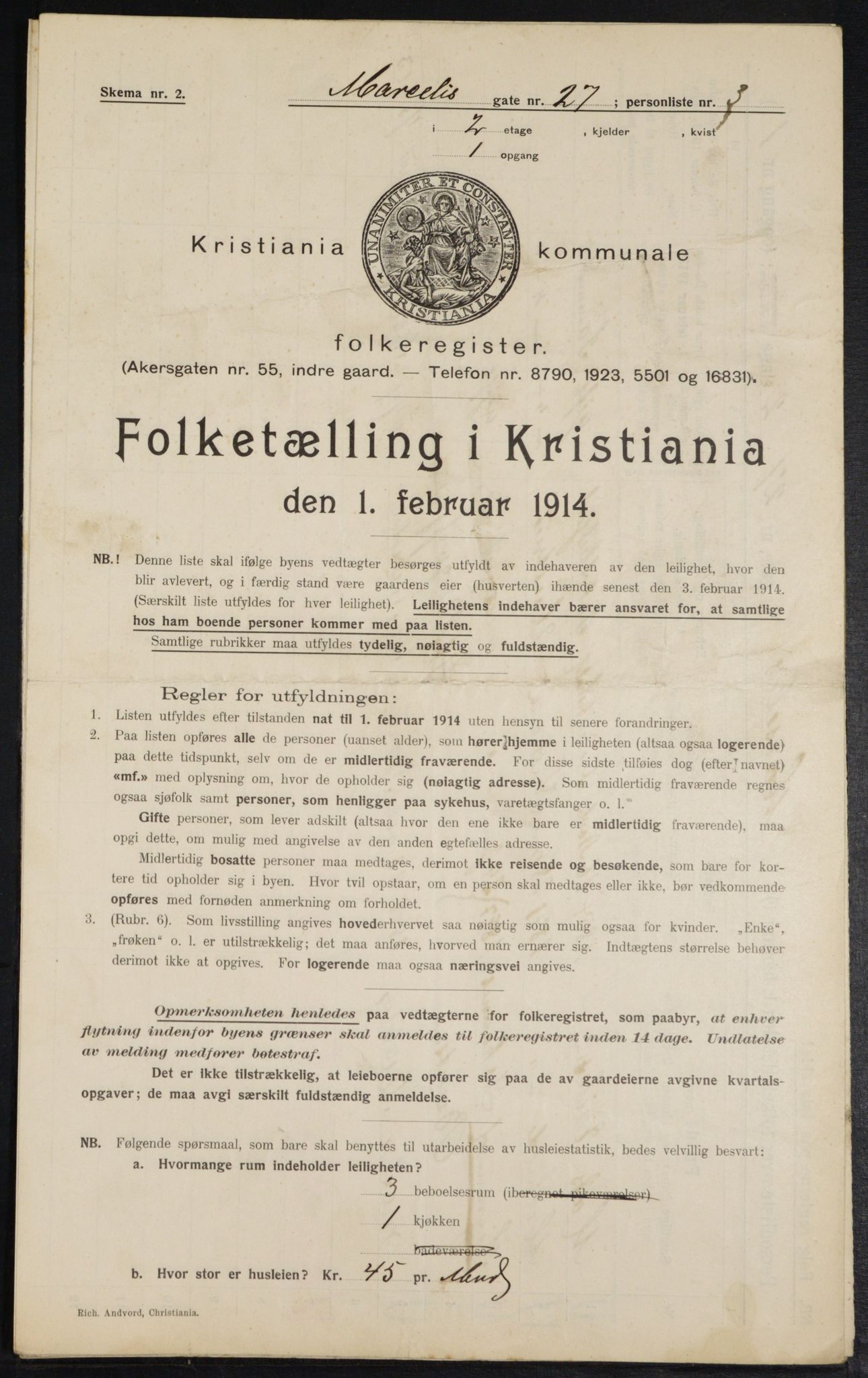 OBA, Municipal Census 1914 for Kristiania, 1914, p. 64522