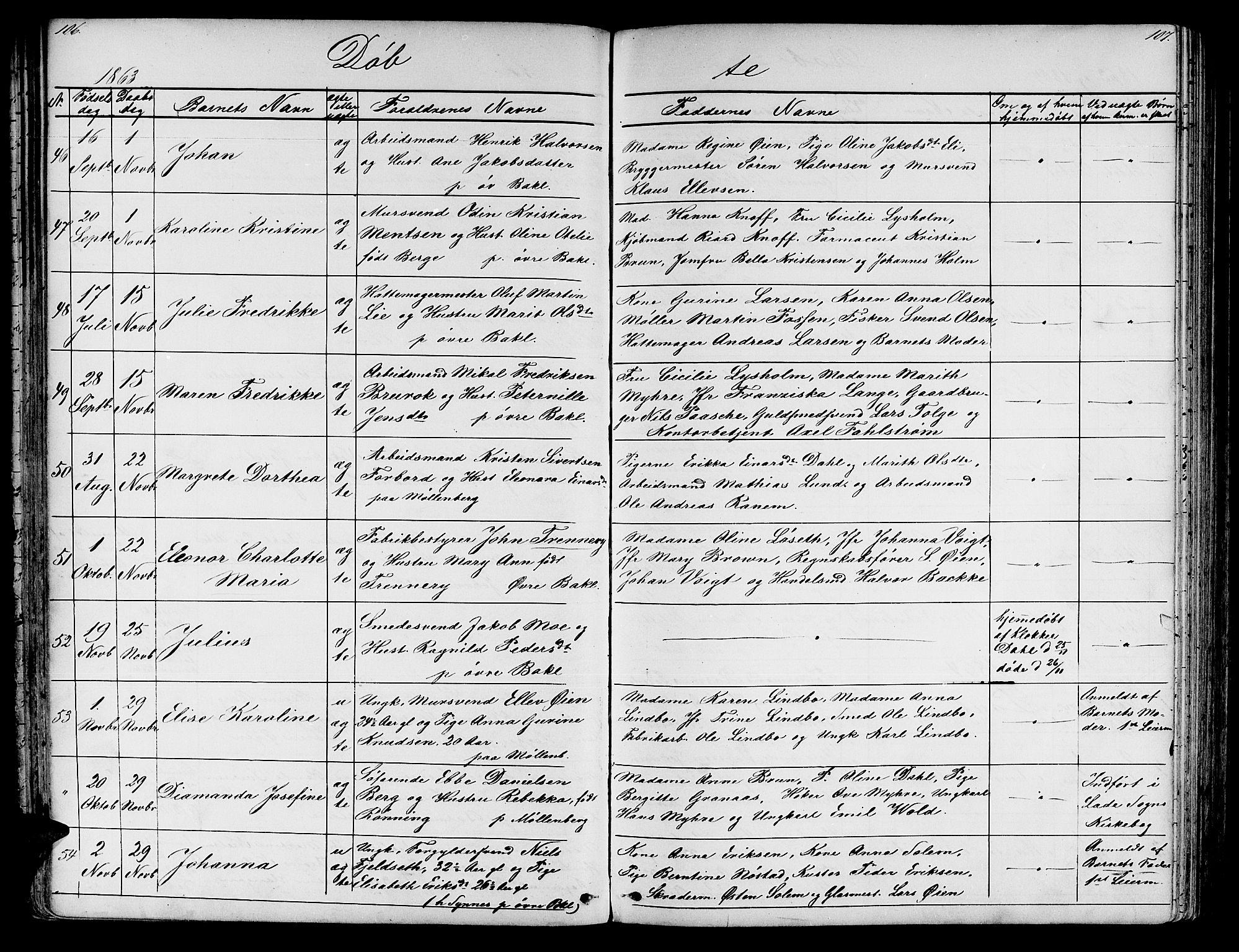 Ministerialprotokoller, klokkerbøker og fødselsregistre - Sør-Trøndelag, SAT/A-1456/604/L0219: Parish register (copy) no. 604C02, 1851-1869, p. 106-107