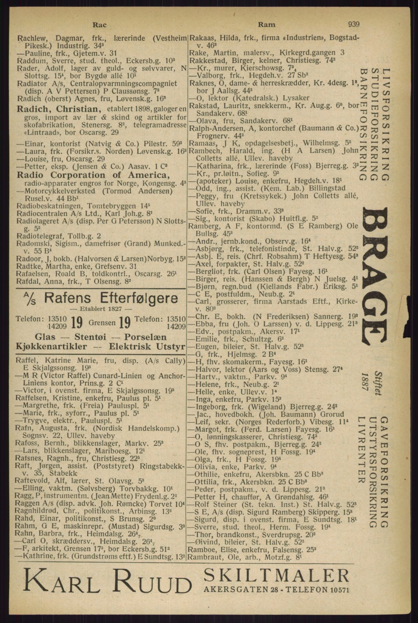 Kristiania/Oslo adressebok, PUBL/-, 1927, p. 939