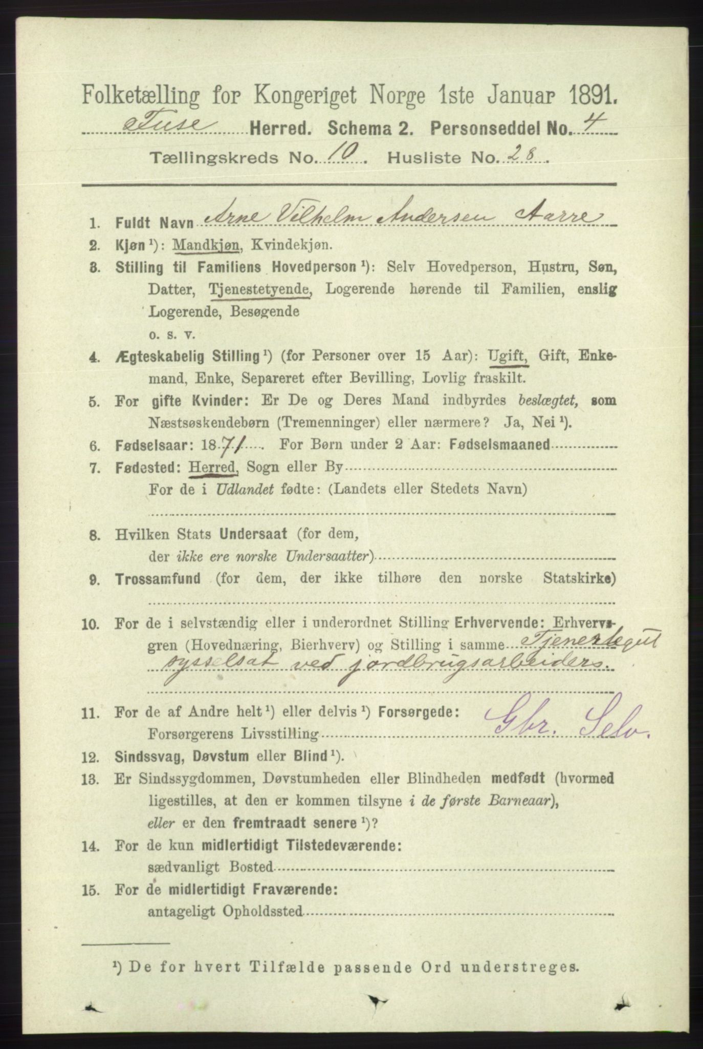 RA, 1891 census for 1241 Fusa, 1891, p. 2082