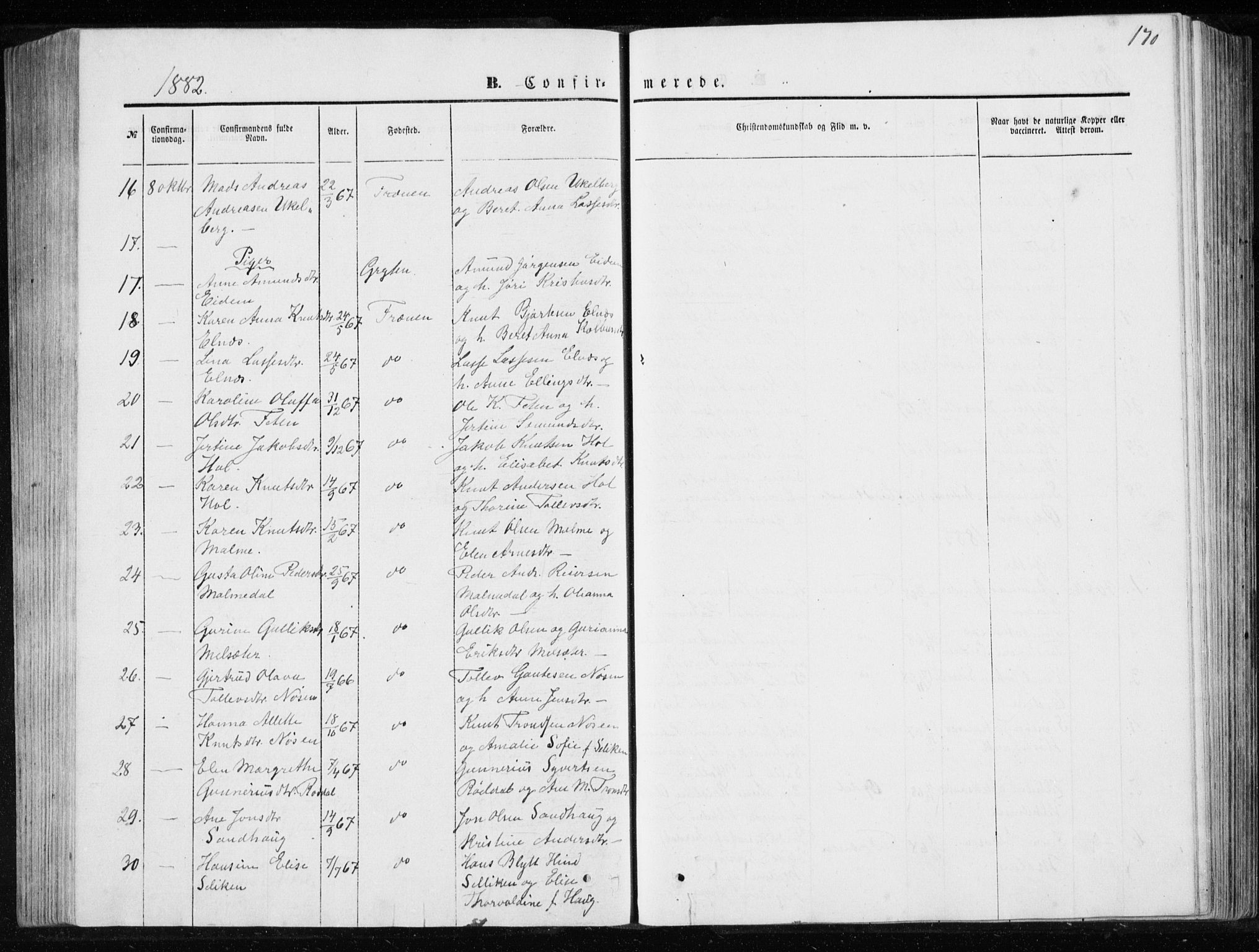 Ministerialprotokoller, klokkerbøker og fødselsregistre - Møre og Romsdal, AV/SAT-A-1454/565/L0754: Parish register (copy) no. 565C03, 1870-1896, p. 170