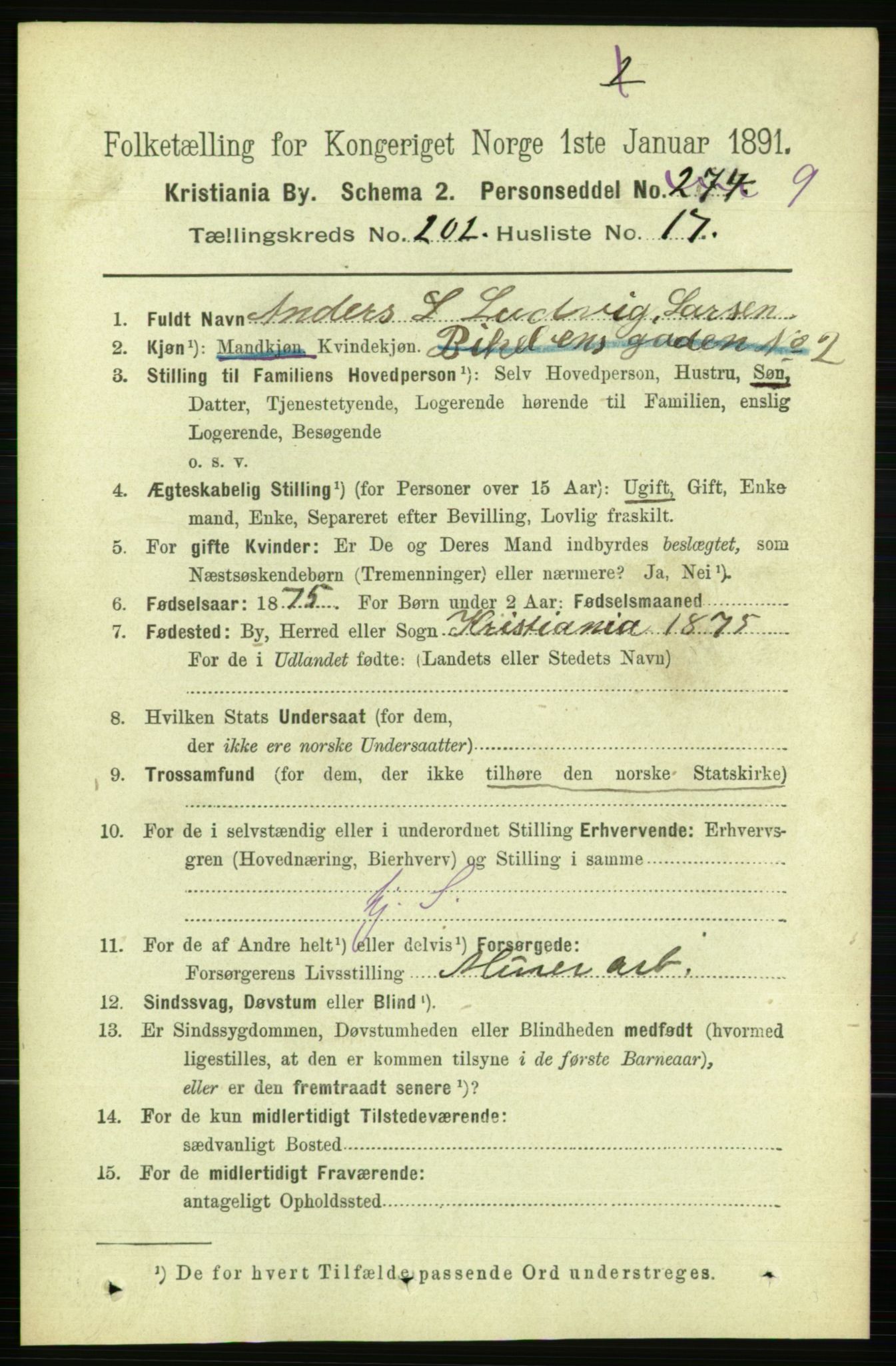 RA, 1891 census for 0301 Kristiania, 1891, p. 121798