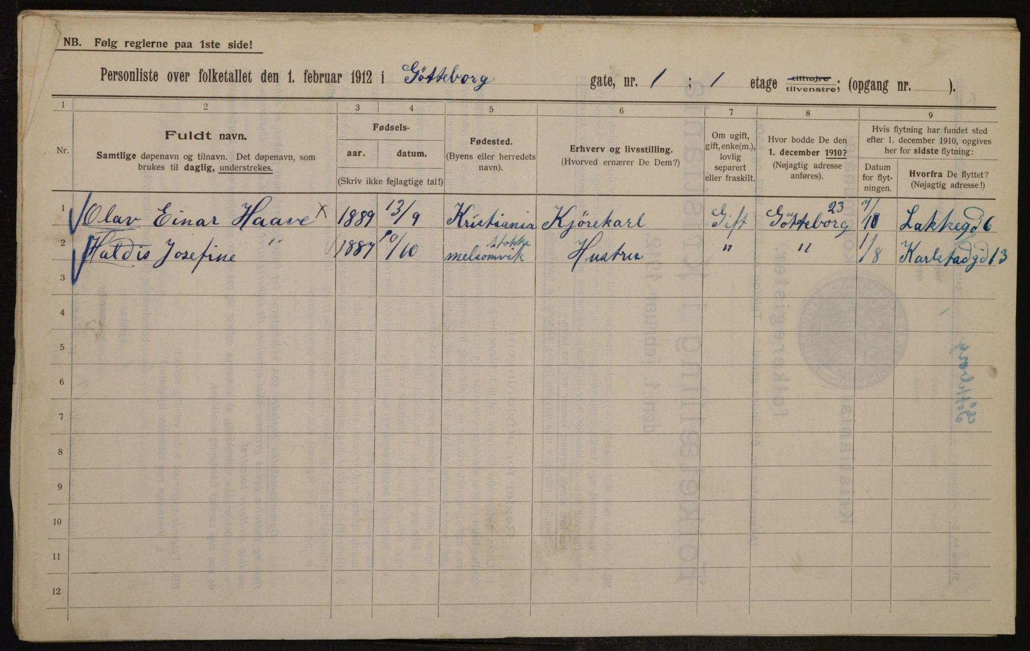 OBA, Municipal Census 1912 for Kristiania, 1912, p. 32711