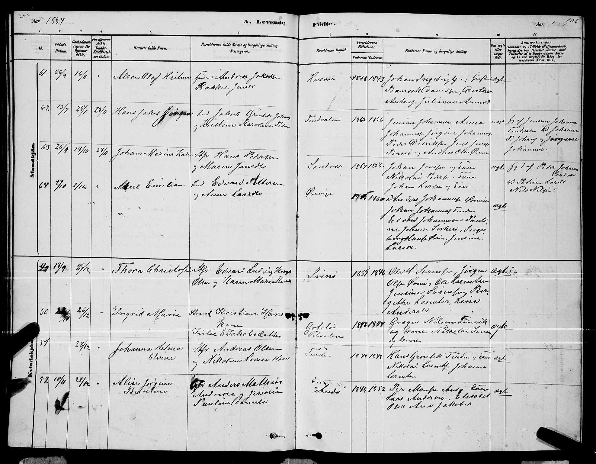 Ministerialprotokoller, klokkerbøker og fødselsregistre - Nordland, AV/SAT-A-1459/834/L0513: Parish register (copy) no. 834C04, 1877-1892, p. 106