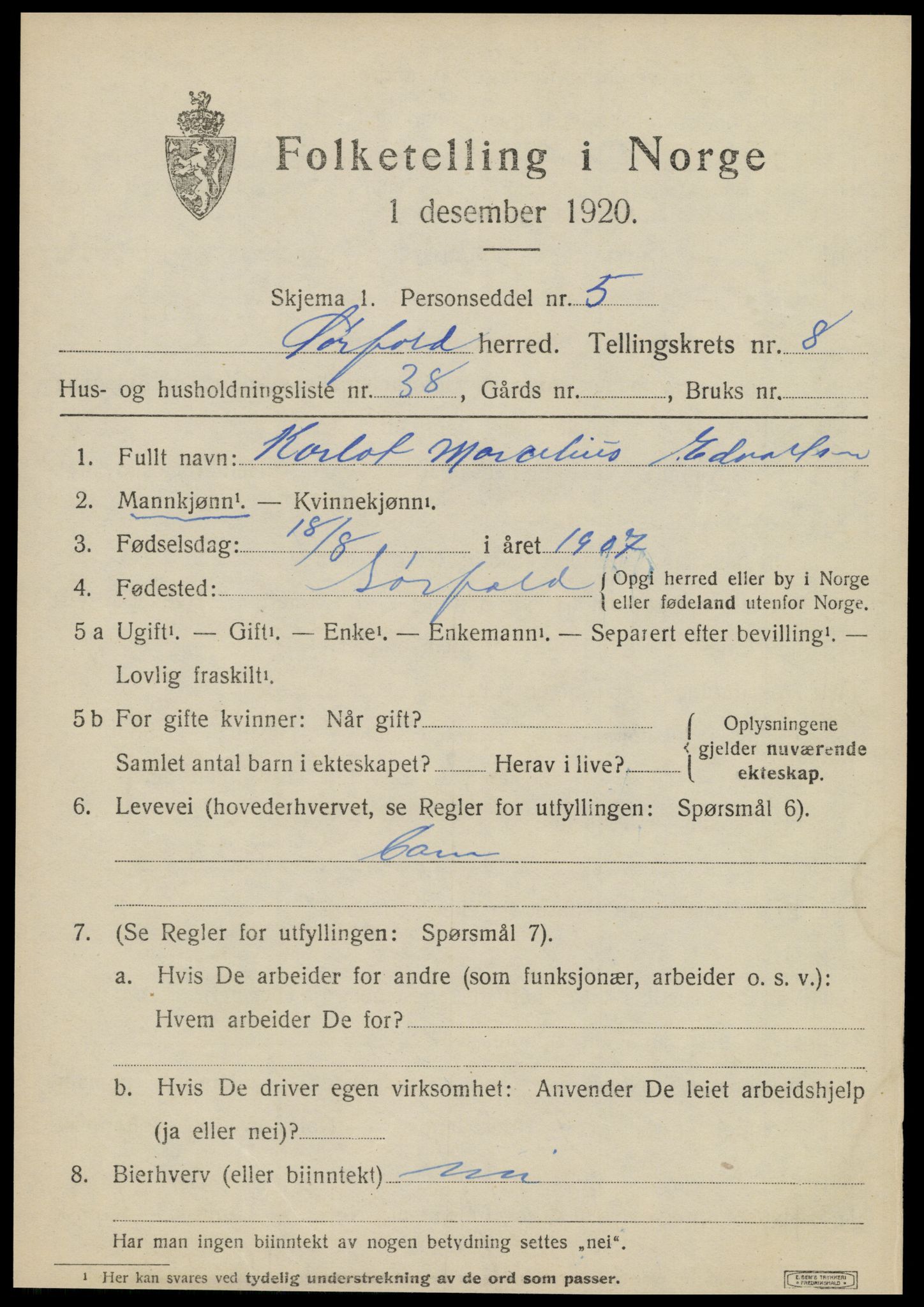 SAT, 1920 census for Sørfold, 1920, p. 4625