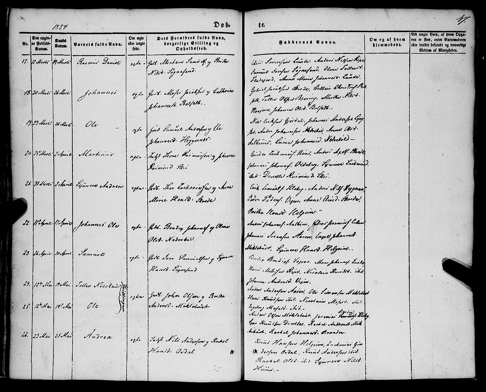 Jølster sokneprestembete, SAB/A-80701/H/Haa/Haaa/L0010: Parish register (official) no. A 10, 1847-1865, p. 47