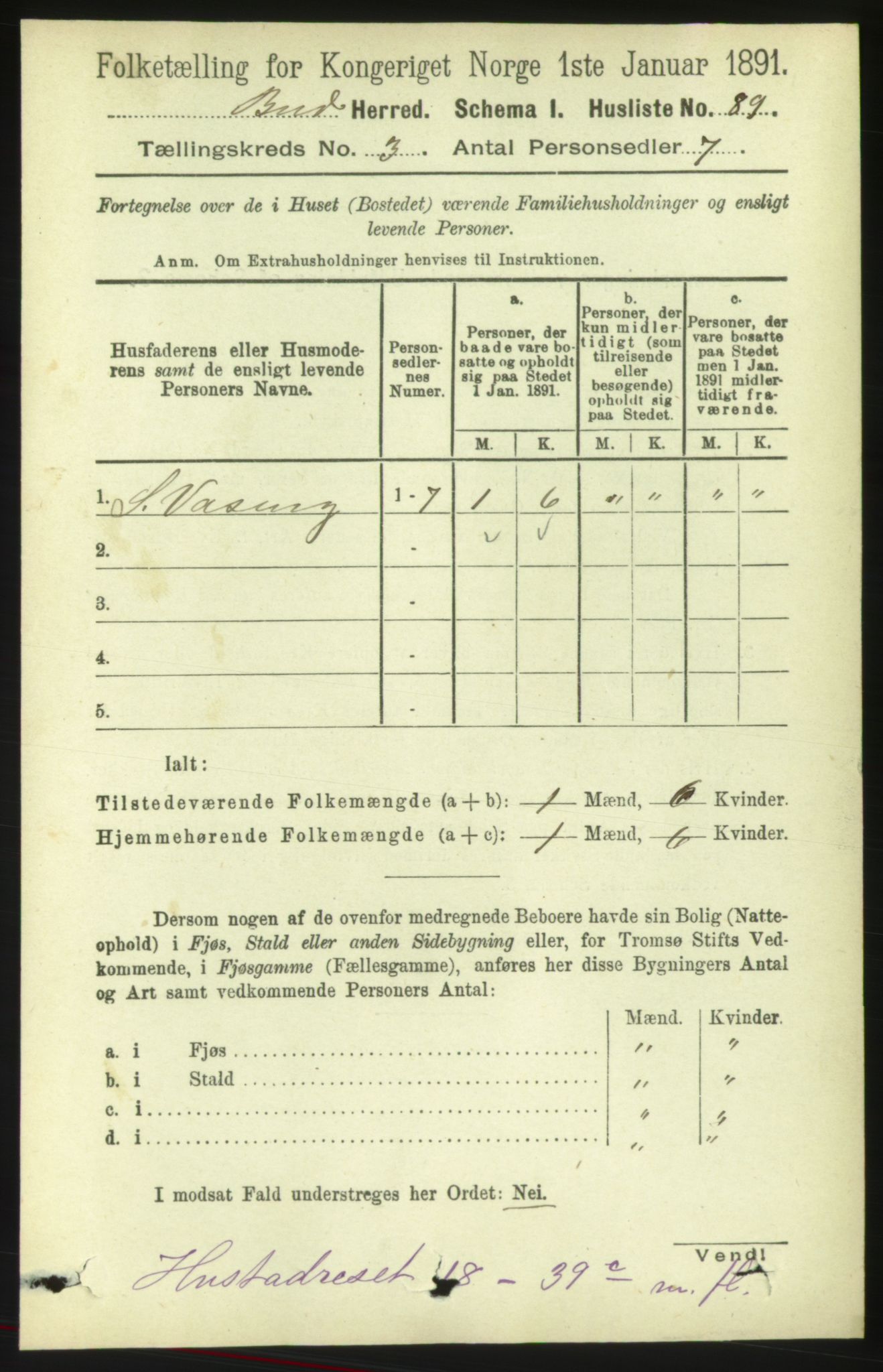 RA, 1891 census for 1549 Bud, 1891, p. 1477