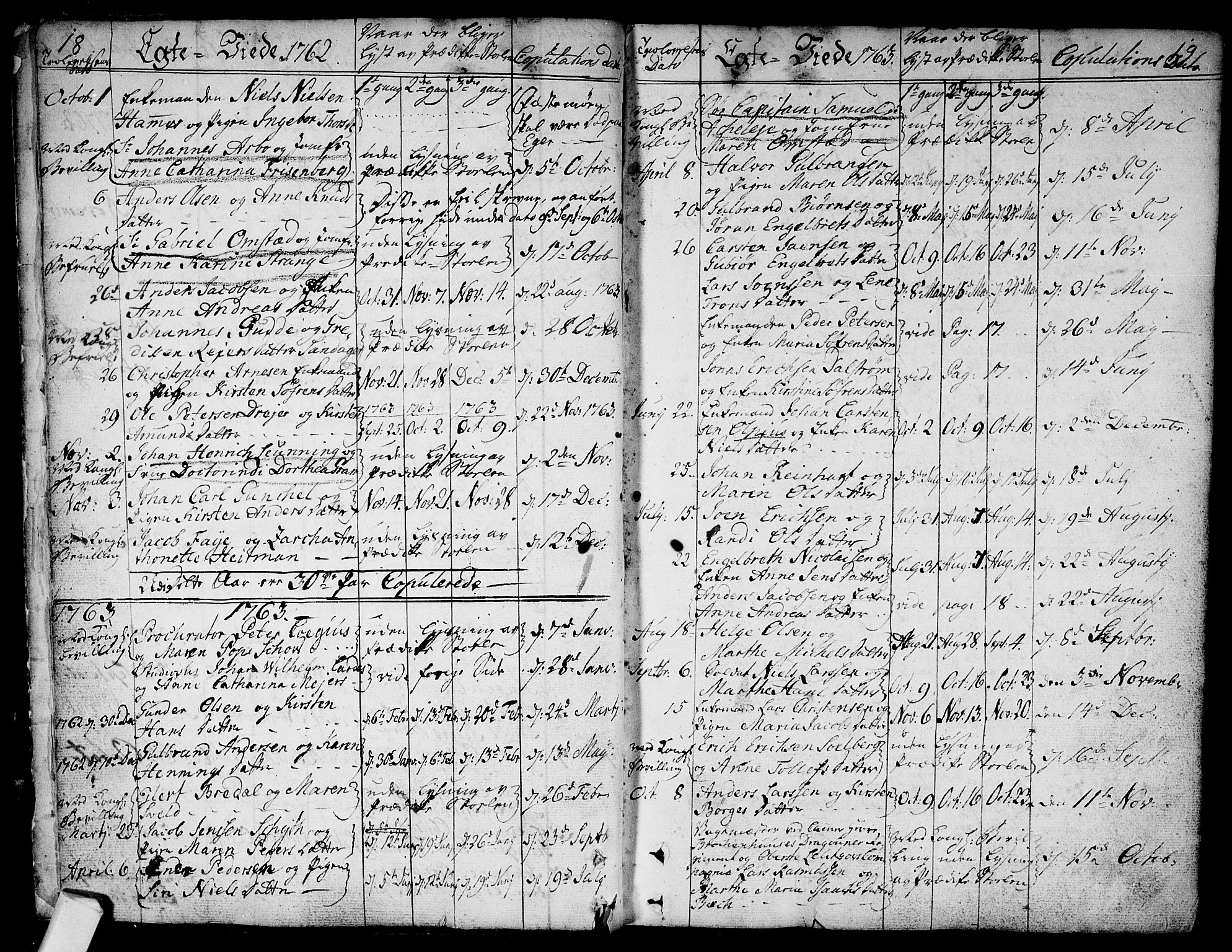 Bragernes kirkebøker, SAKO/A-6/F/Fa/L0005: Parish register (official) no. I 5, 1759-1781, p. 18-19