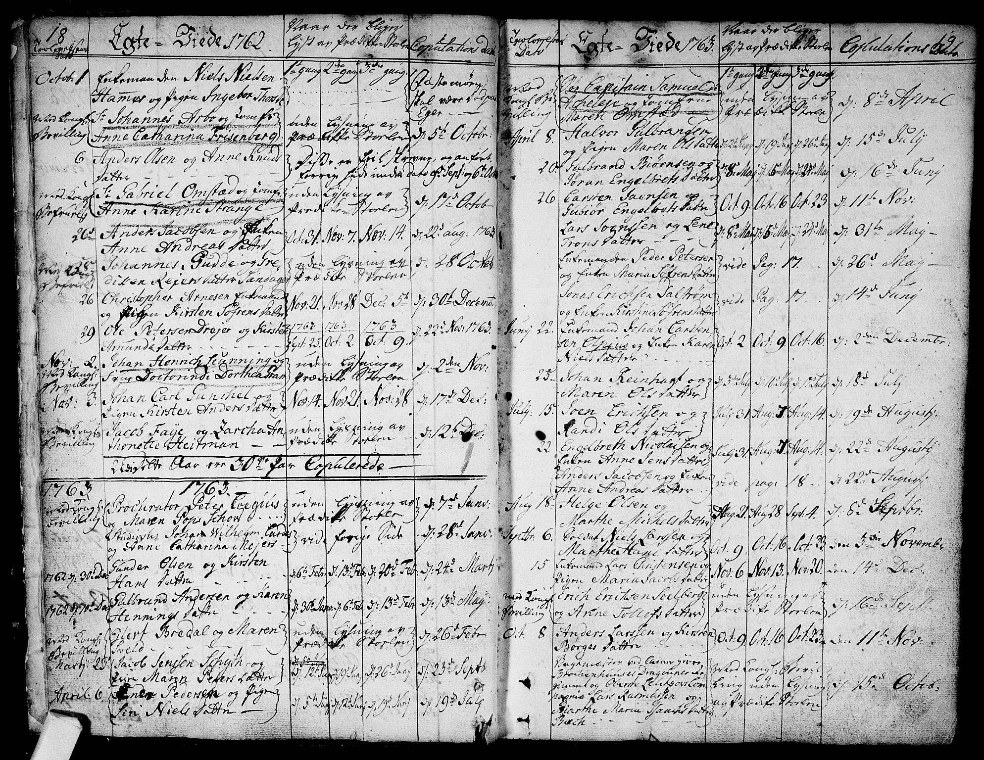 Bragernes kirkebøker, AV/SAKO-A-6/F/Fa/L0005: Parish register (official) no. I 5, 1759-1781, p. 18-19