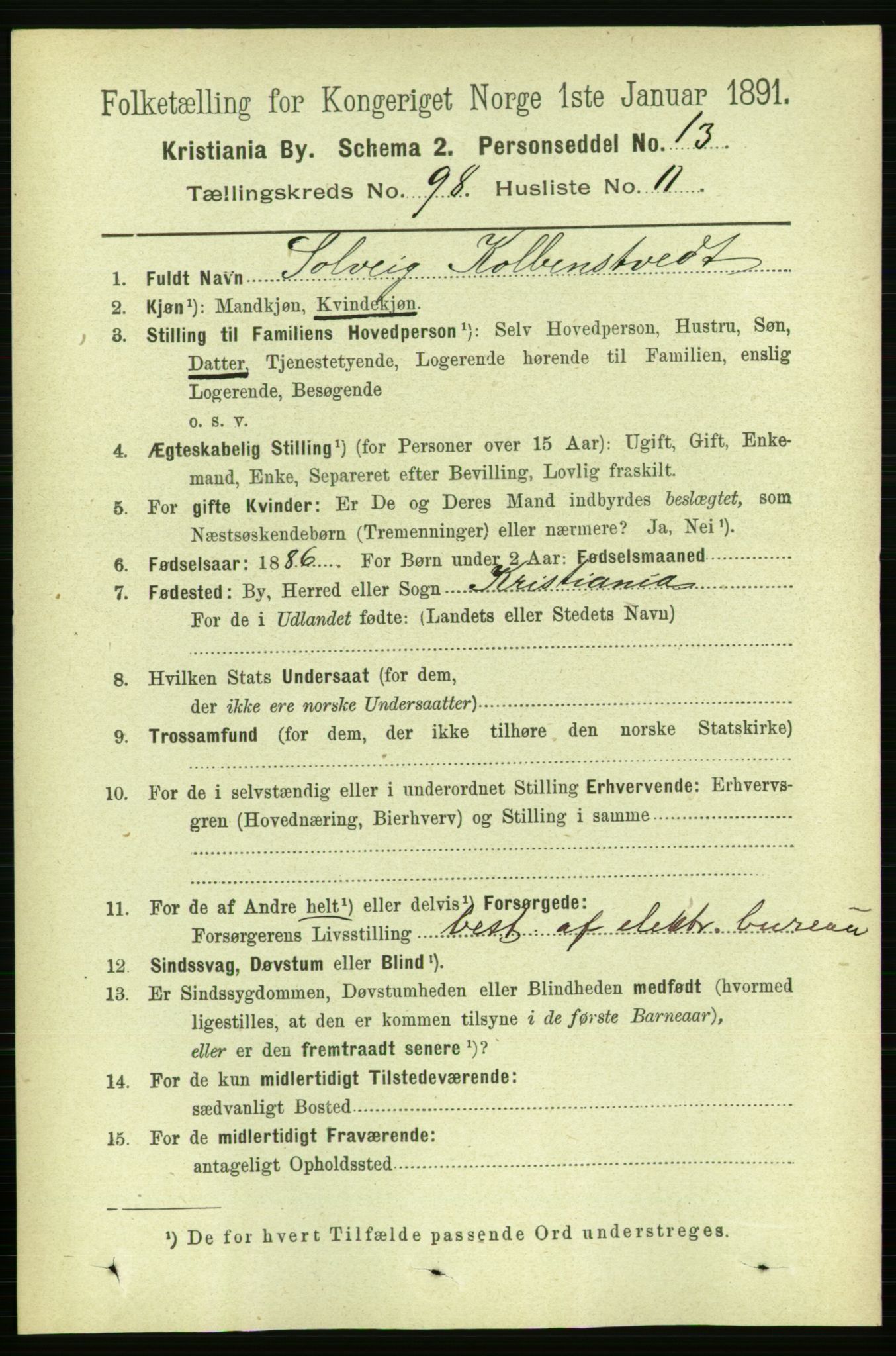 RA, 1891 census for 0301 Kristiania, 1891, p. 47966