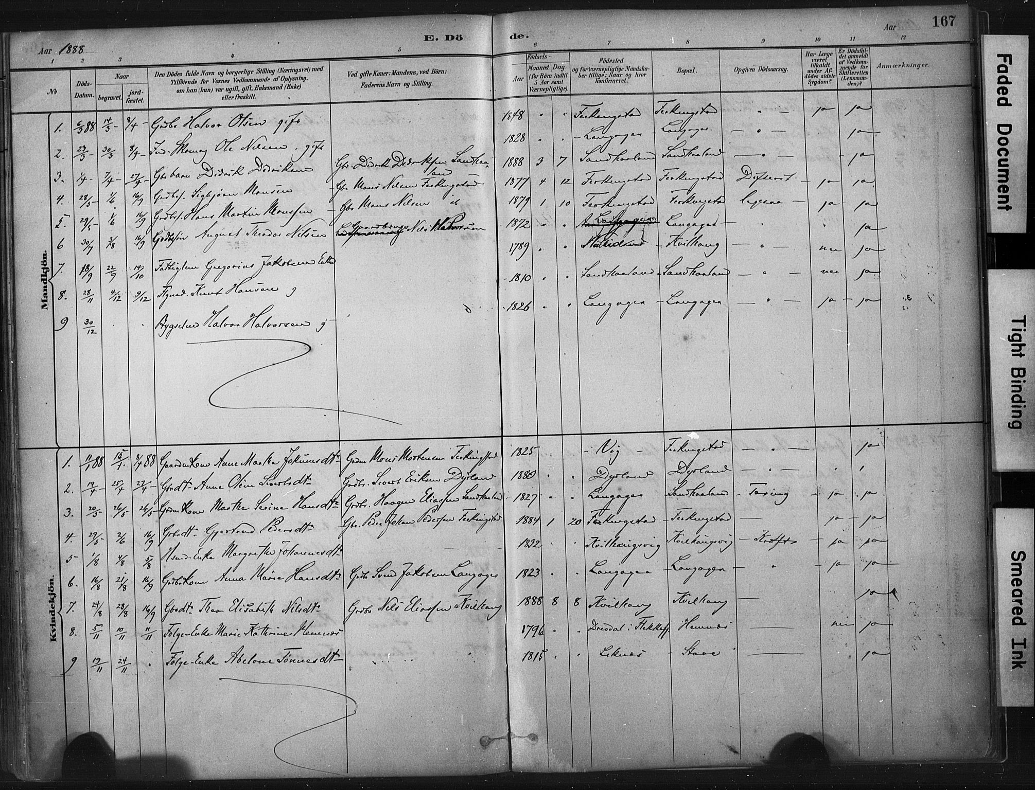 Skudenes sokneprestkontor, SAST/A -101849/H/Ha/Haa/L0010: Parish register (official) no. A 7, 1882-1912, p. 167