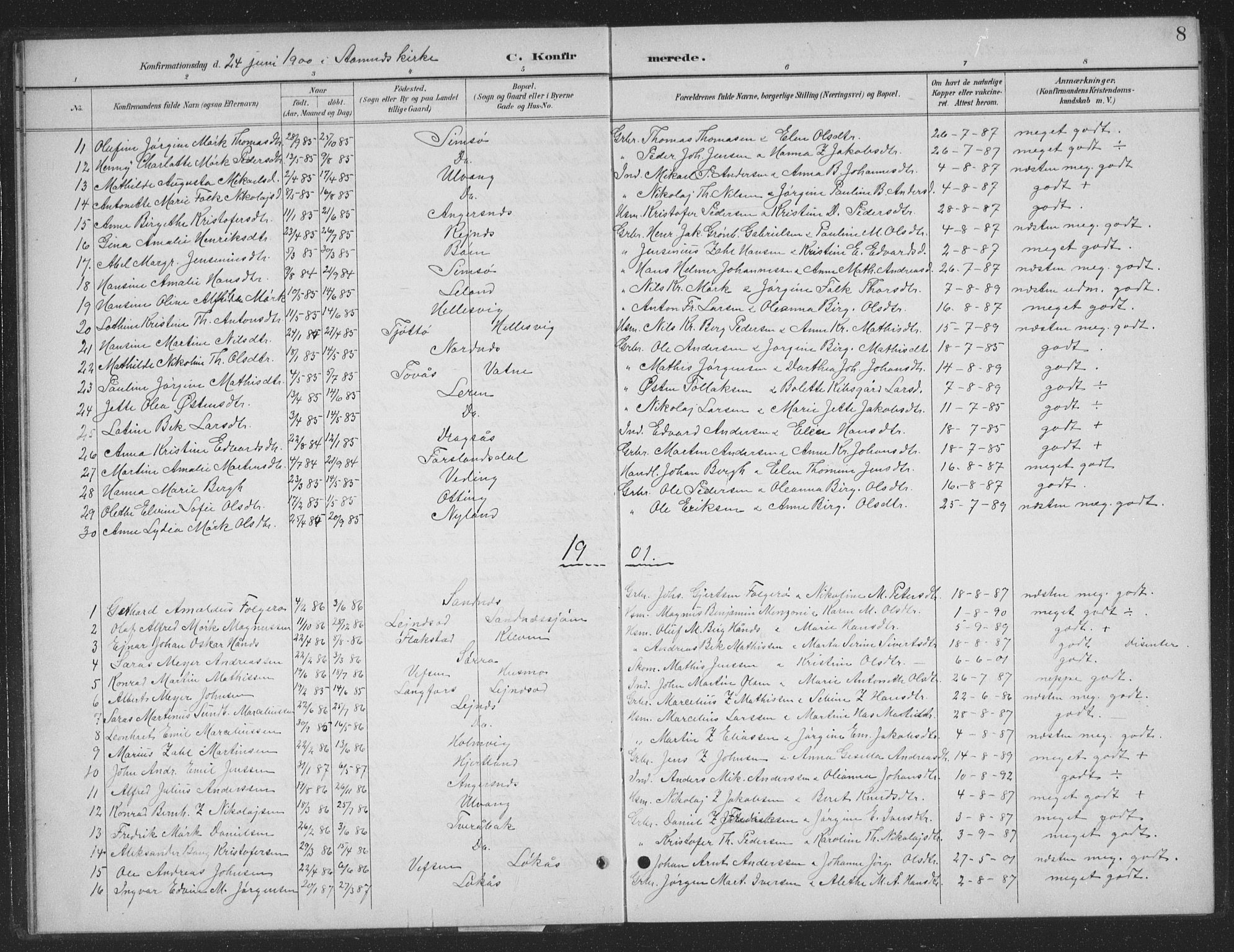 Ministerialprotokoller, klokkerbøker og fødselsregistre - Nordland, AV/SAT-A-1459/831/L0479: Parish register (copy) no. 831C06, 1897-1936, p. 8