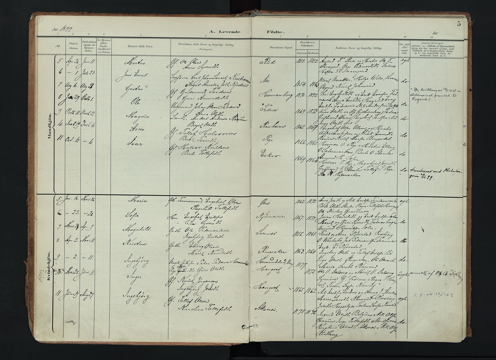 Nord-Aurdal prestekontor, SAH/PREST-132/H/Ha/Haa/L0017: Parish register (official) no. 17, 1897-1926, p. 5