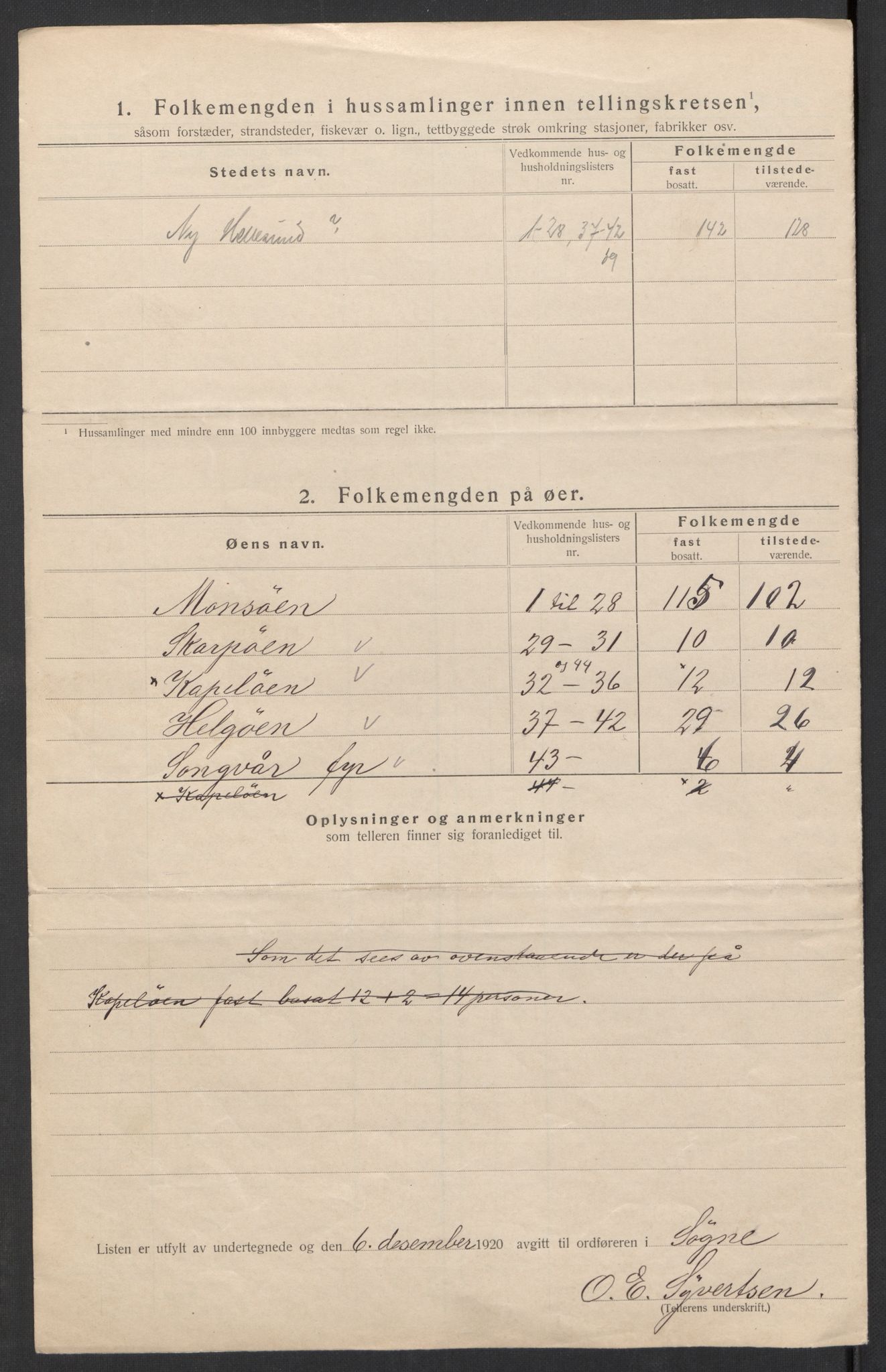 SAK, 1920 census for Søgne, 1920, p. 16