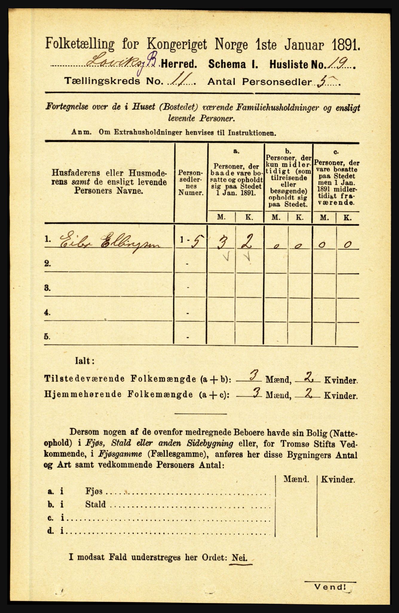 RA, 1891 census for 1415 Lavik og Brekke, 1891, p. 2126