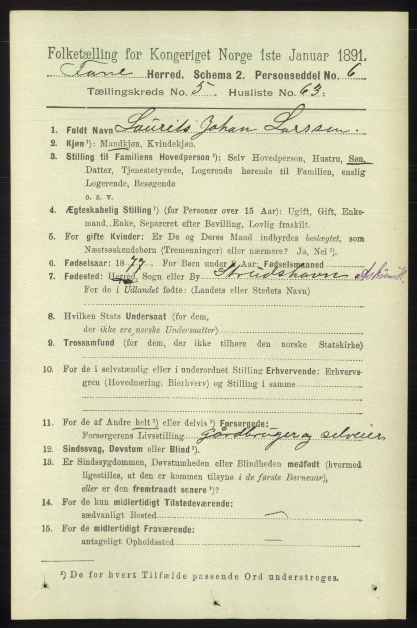 RA, 1891 census for 1249 Fana, 1891, p. 2494