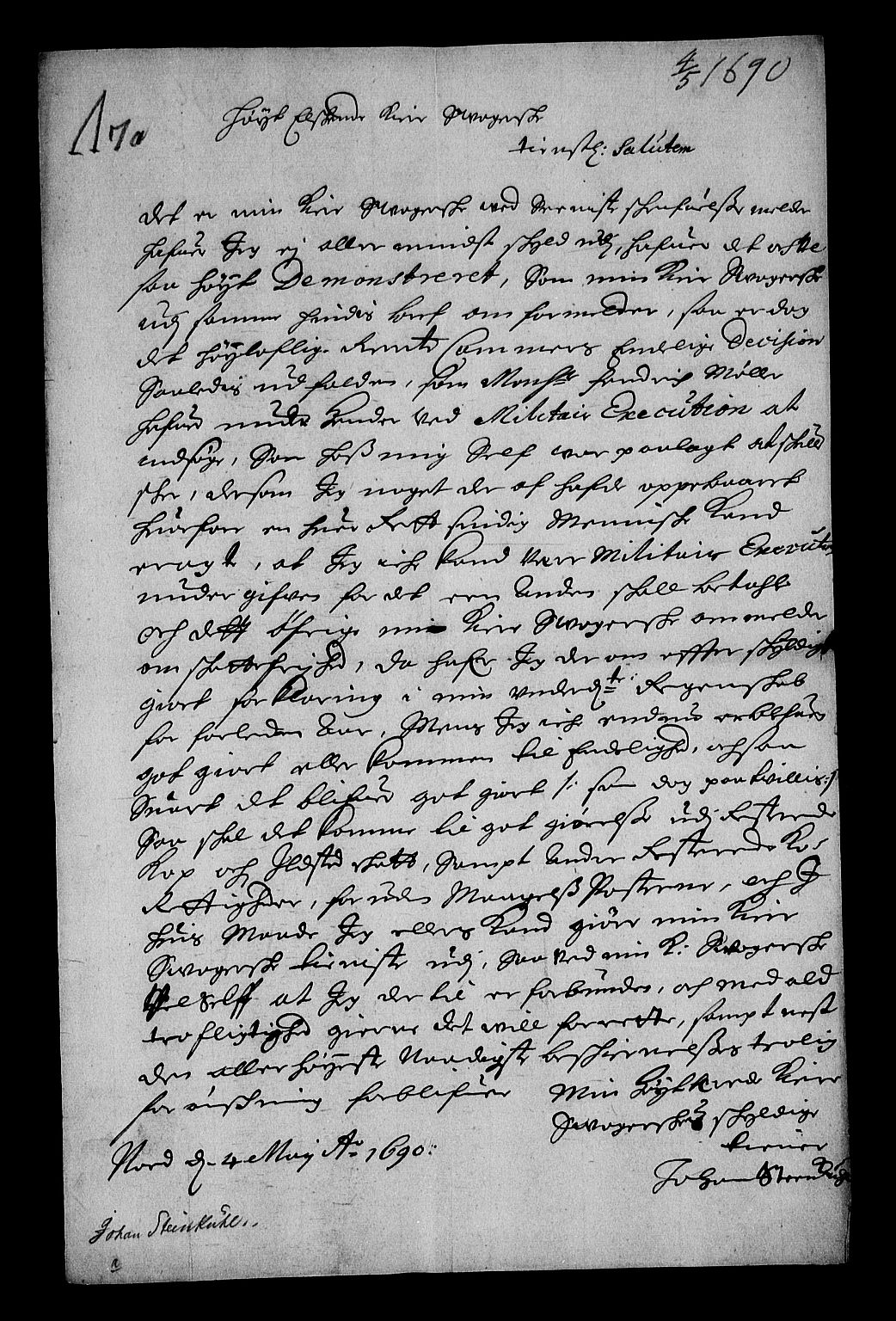 Stattholderembetet 1572-1771, RA/EA-2870/Af/L0003: Avskrifter av vedlegg til originale supplikker, nummerert i samsvar med supplikkbøkene, 1689-1691, p. 152