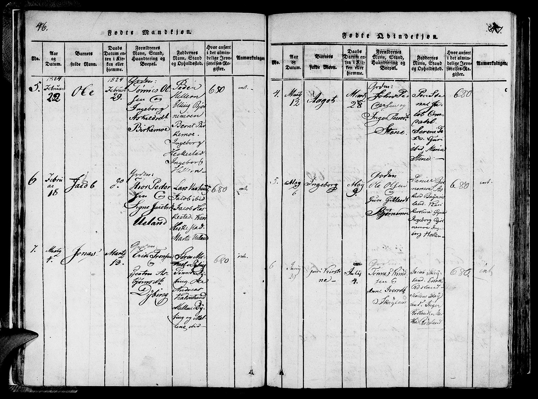 Lund sokneprestkontor, SAST/A-101809/S06/L0006: Parish register (official) no. A 6, 1816-1839, p. 46-47