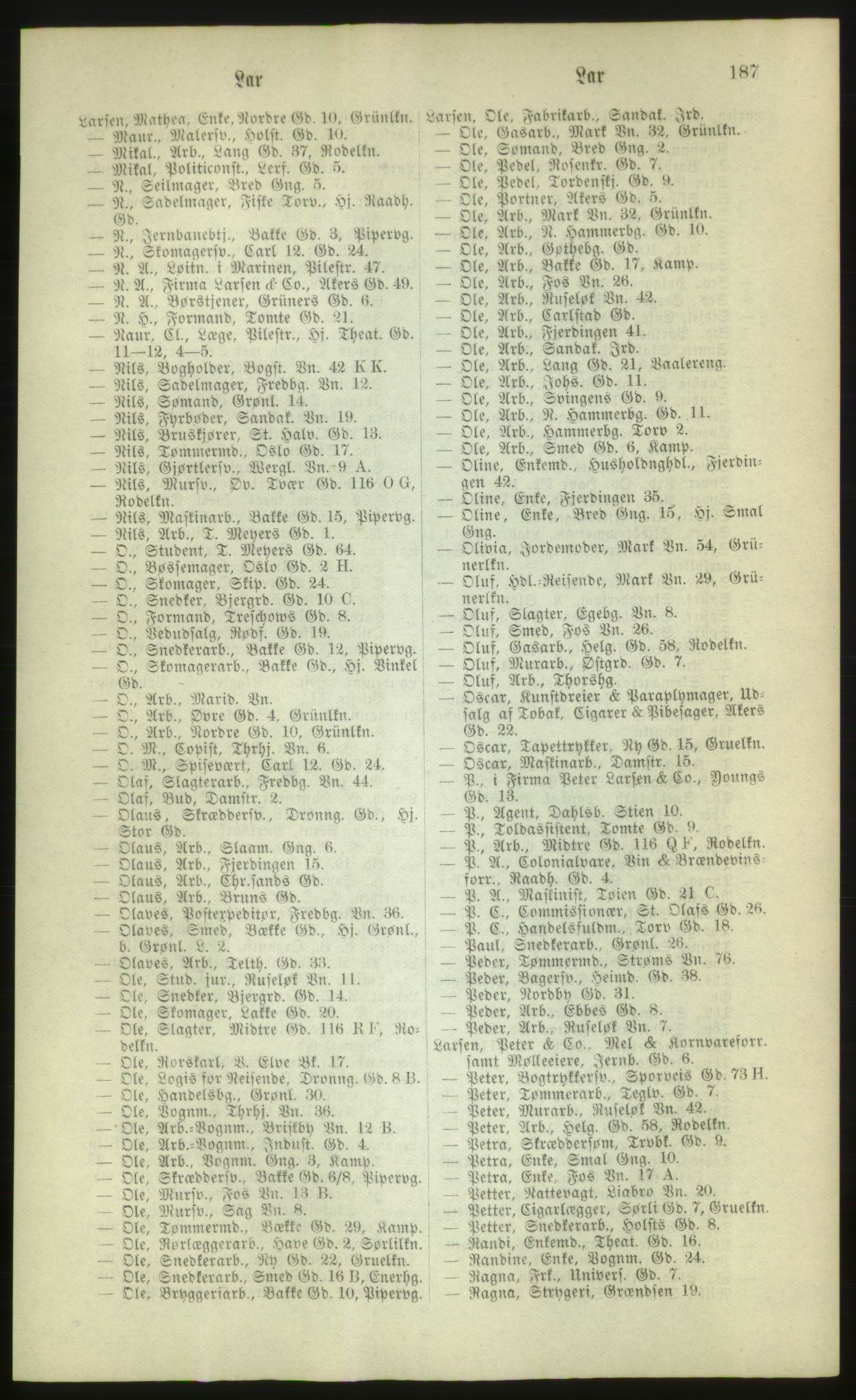 Kristiania/Oslo adressebok, PUBL/-, 1880, p. 187