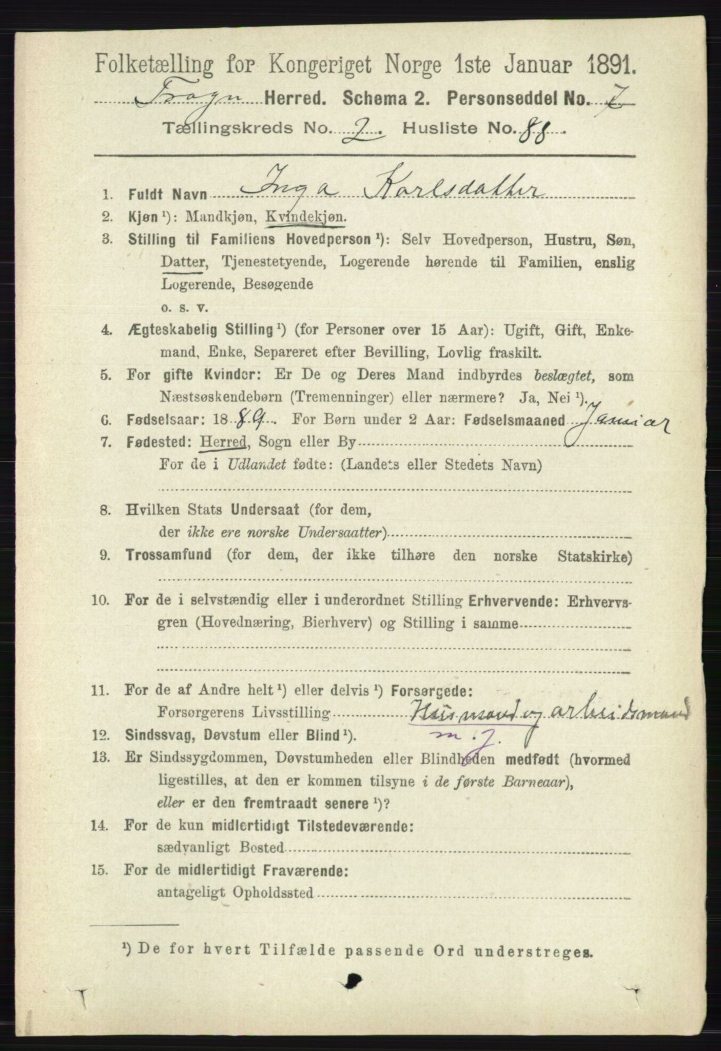 RA, 1891 census for 0215 Frogn, 1891, p. 1798