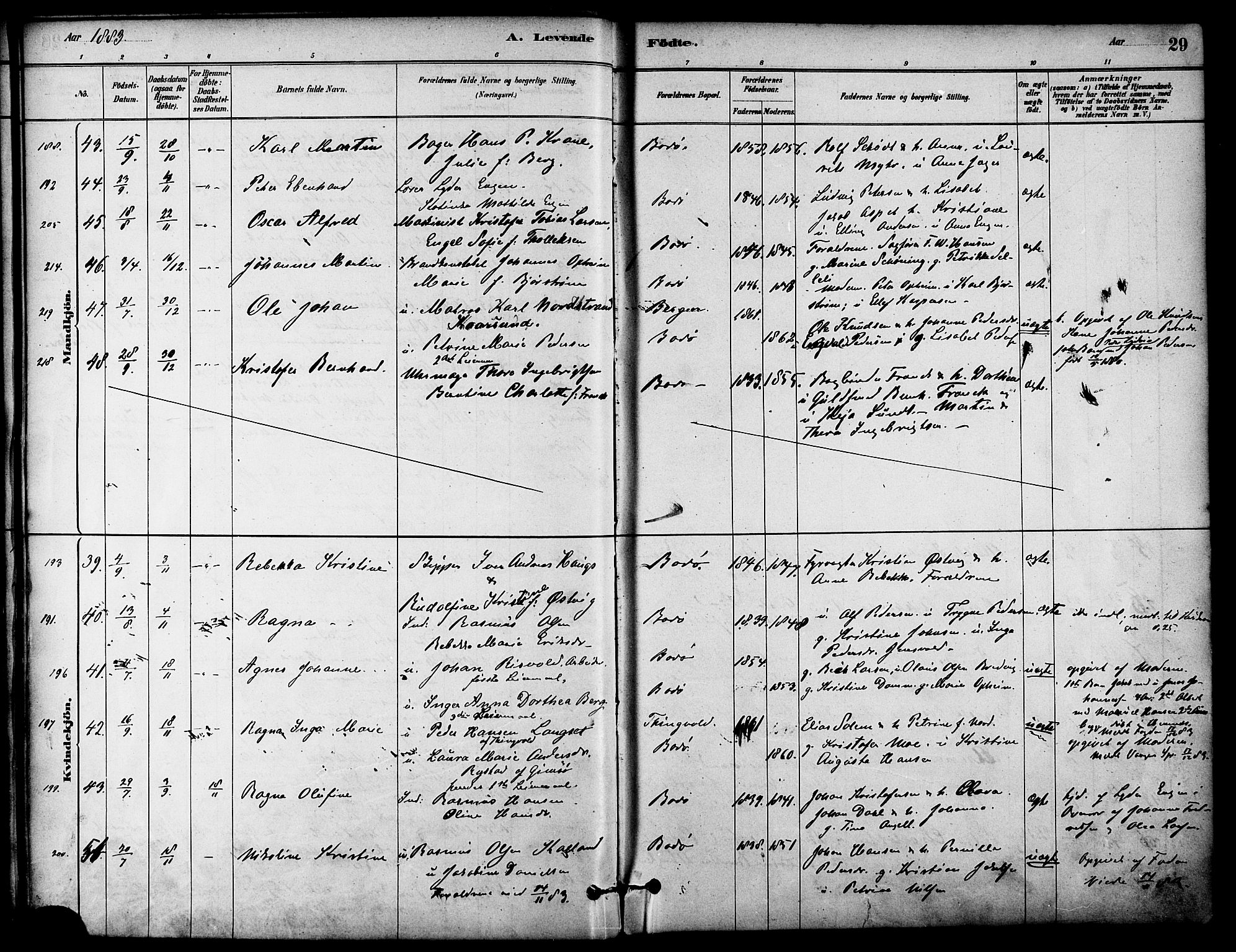 Ministerialprotokoller, klokkerbøker og fødselsregistre - Nordland, AV/SAT-A-1459/801/L0030: Parish register (copy) no. 801C05, 1879-1887, p. 29