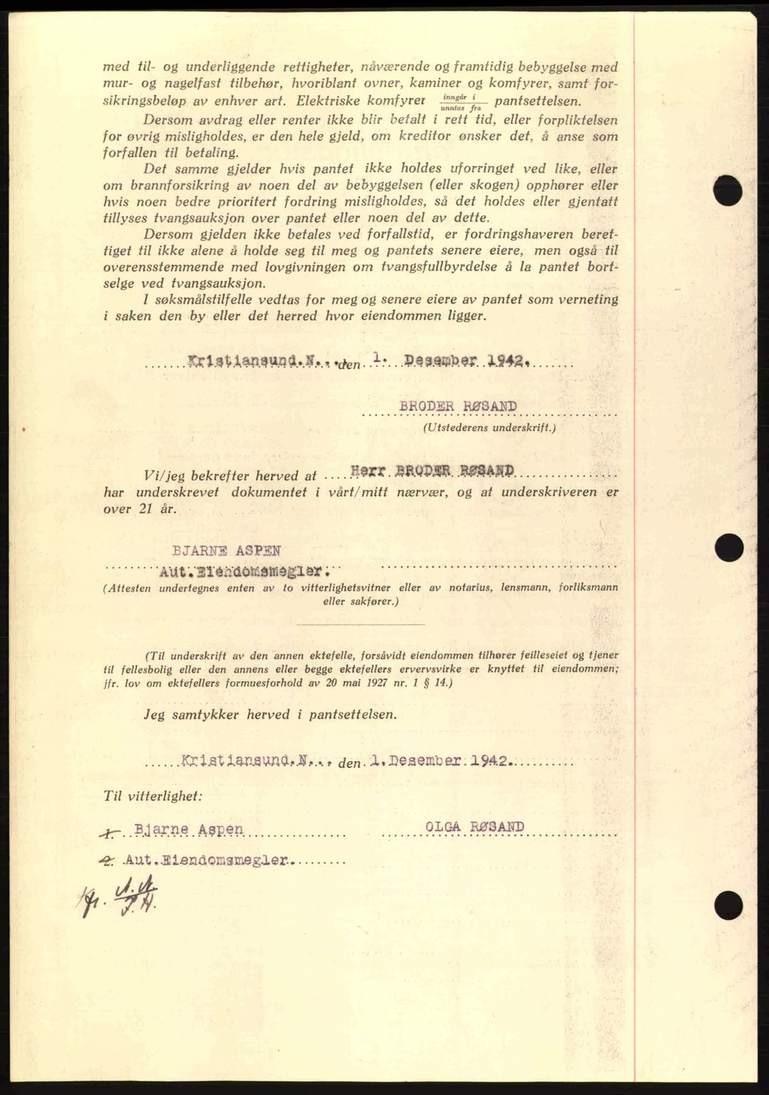 Nordmøre sorenskriveri, AV/SAT-A-4132/1/2/2Ca: Mortgage book no. B90, 1942-1943, Diary no: : 3369/1942