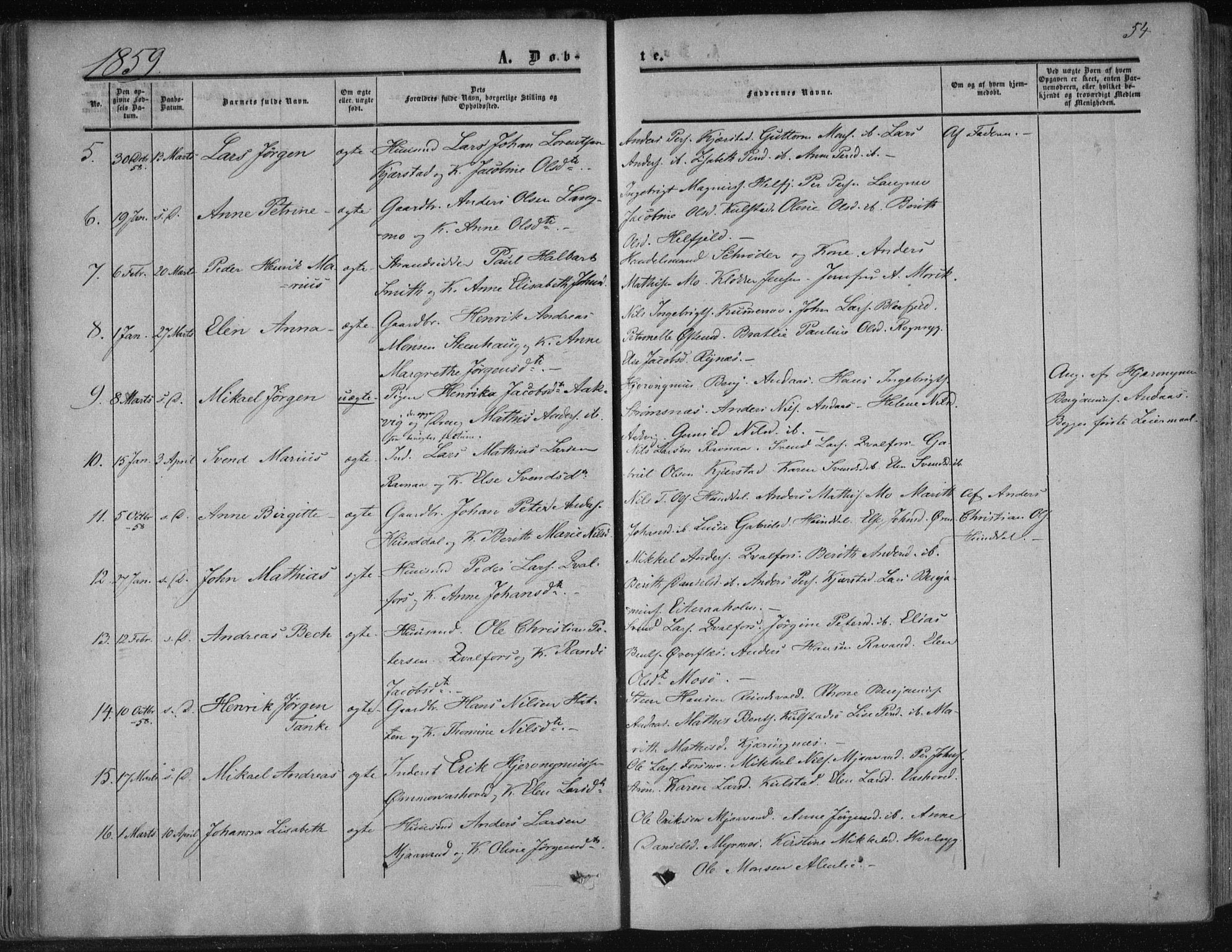 Ministerialprotokoller, klokkerbøker og fødselsregistre - Nordland, AV/SAT-A-1459/820/L0293: Parish register (official) no. 820A14, 1855-1865, p. 54