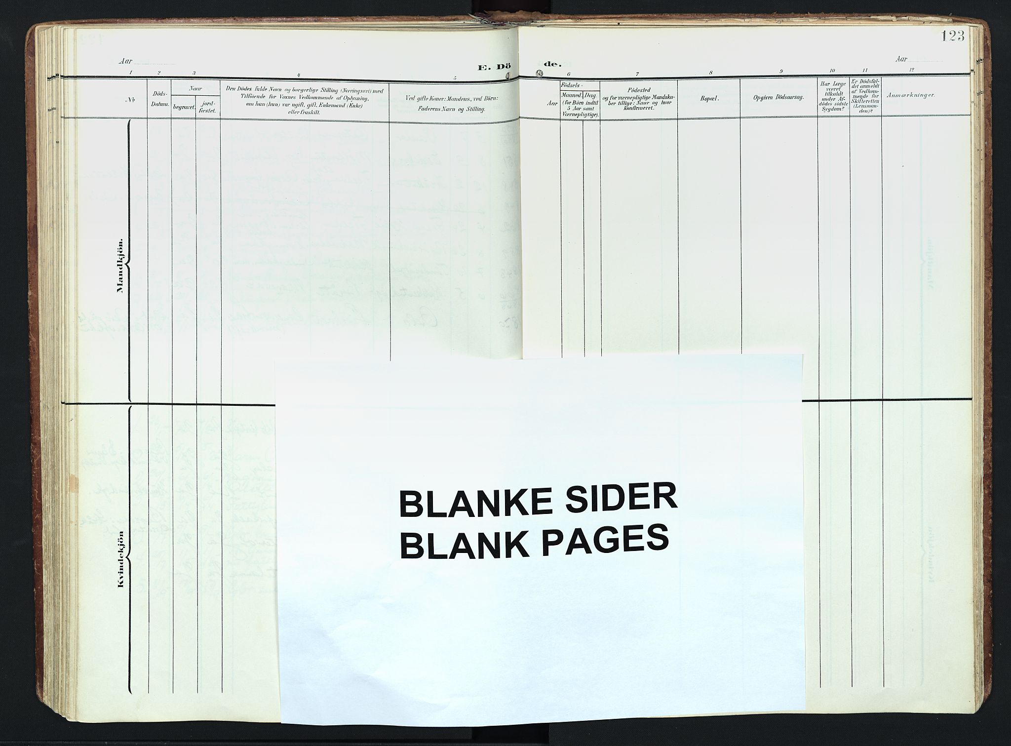 Hobøl prestekontor Kirkebøker, AV/SAO-A-2002/F/Fa/L0006: Parish register (official) no. I 6, 1905-1927, p. 123