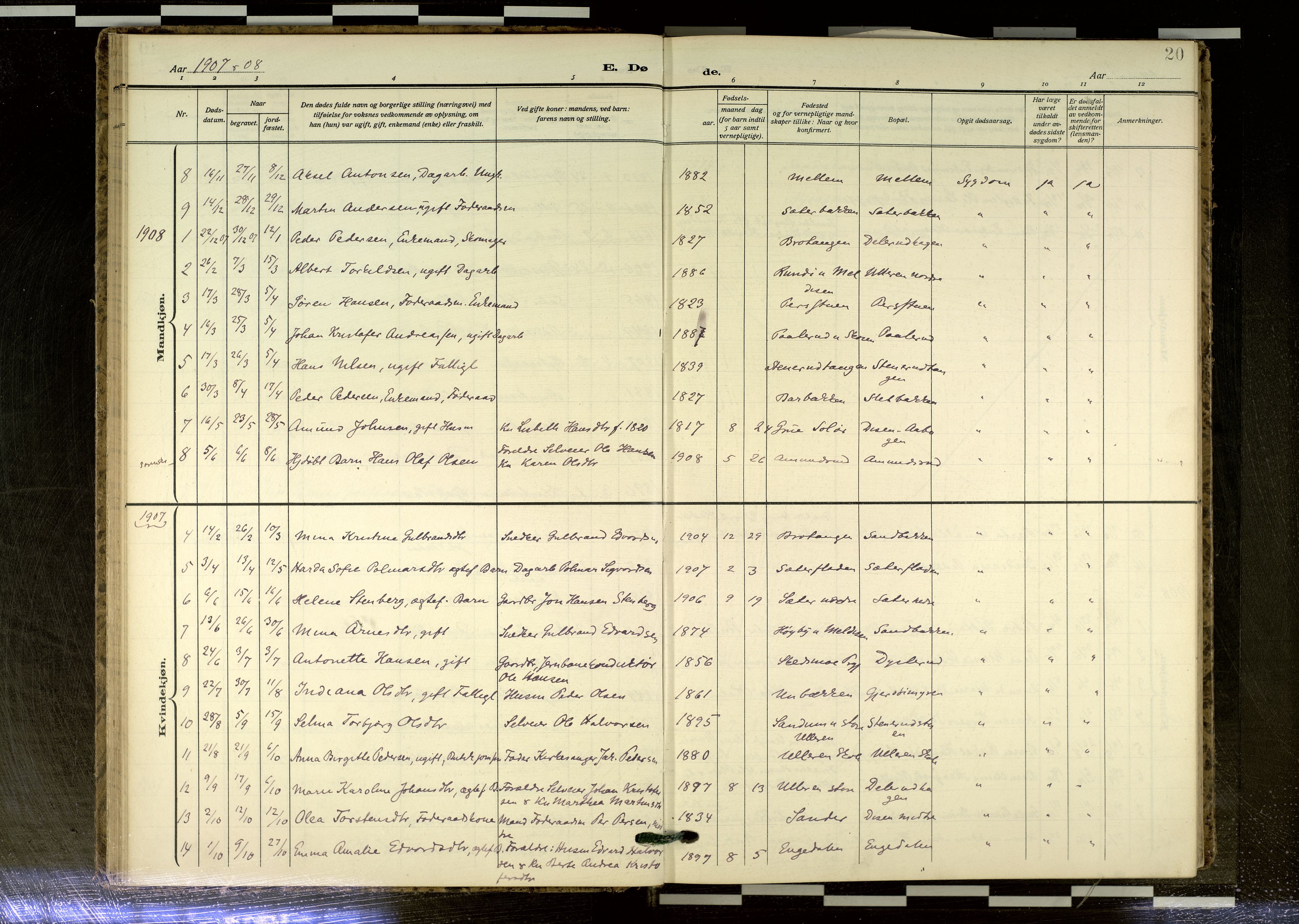 Sør-Odal prestekontor, AV/SAH-PREST-030/H/Ha/Haa/L0020: Parish register (official) no. 20, 1906-2012, p. 20