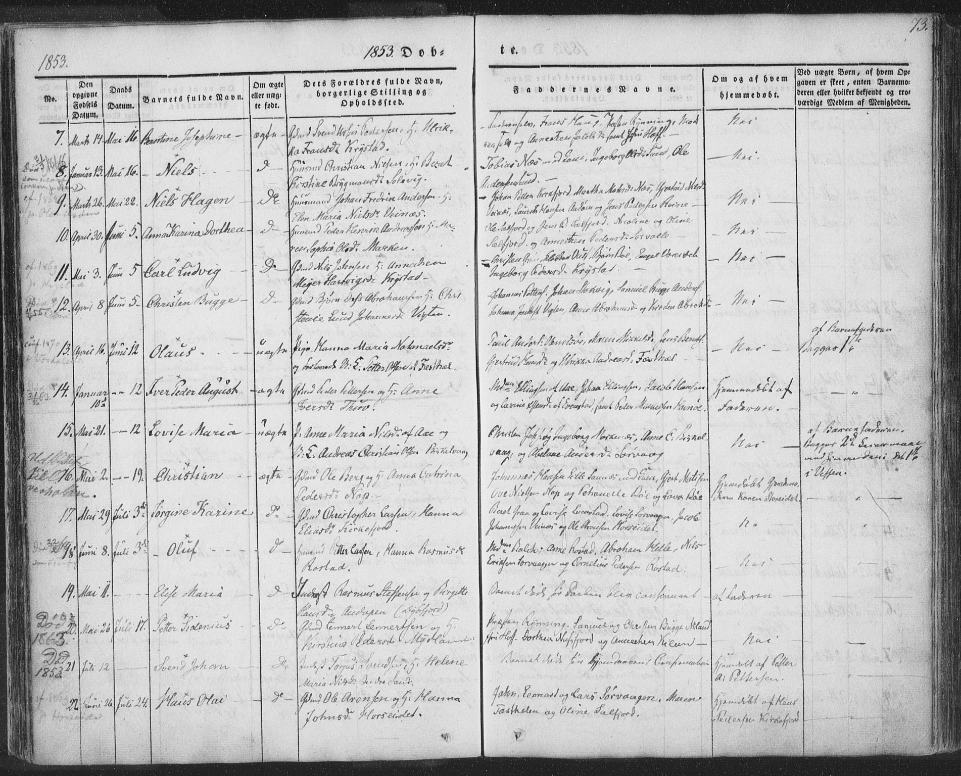 Ministerialprotokoller, klokkerbøker og fødselsregistre - Nordland, AV/SAT-A-1459/885/L1202: Parish register (official) no. 885A03, 1838-1859, p. 73