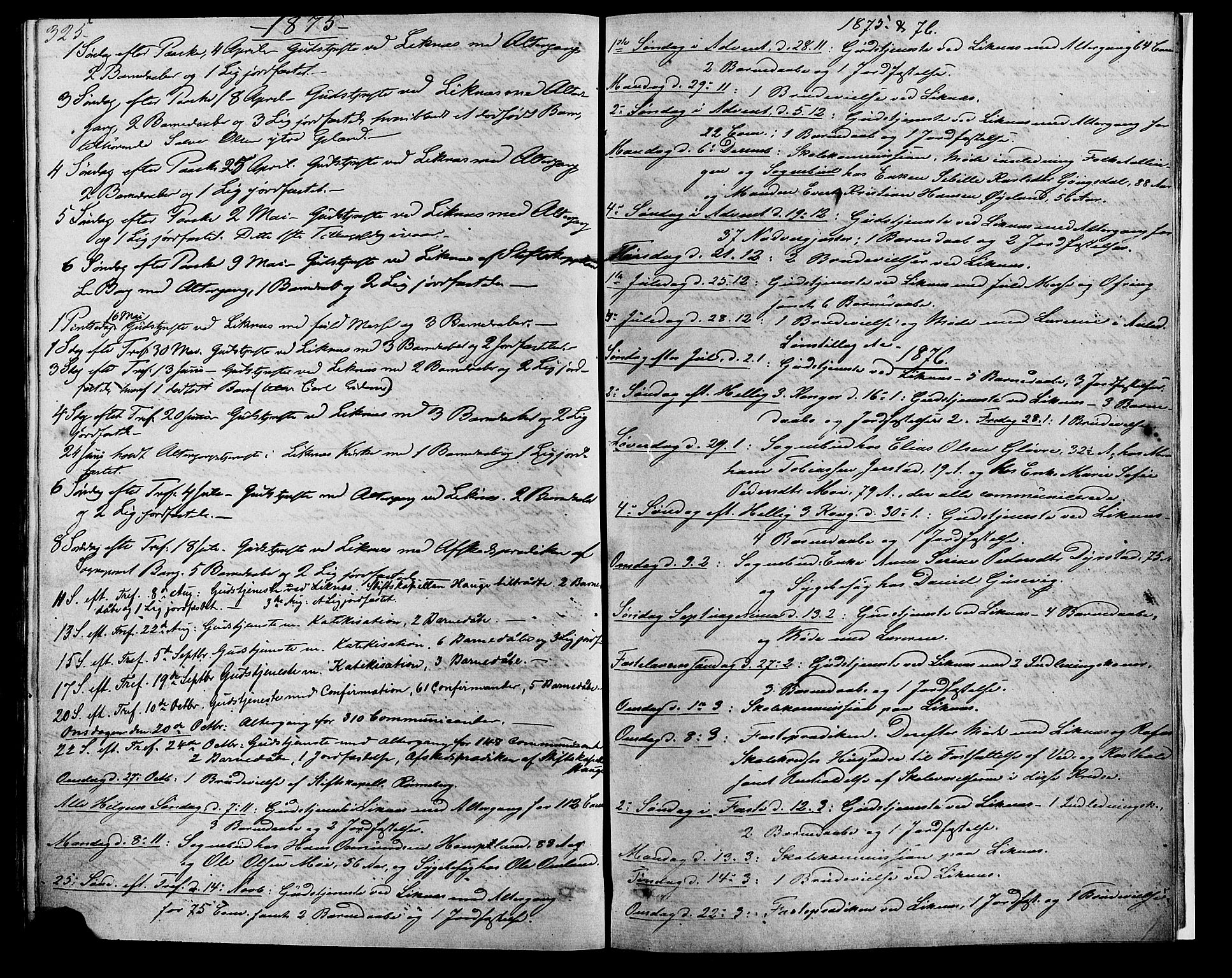 Kvinesdal sokneprestkontor, SAK/1111-0026/F/Fa/Fab/L0007: Parish register (official) no. A 7, 1870-1885, p. 325