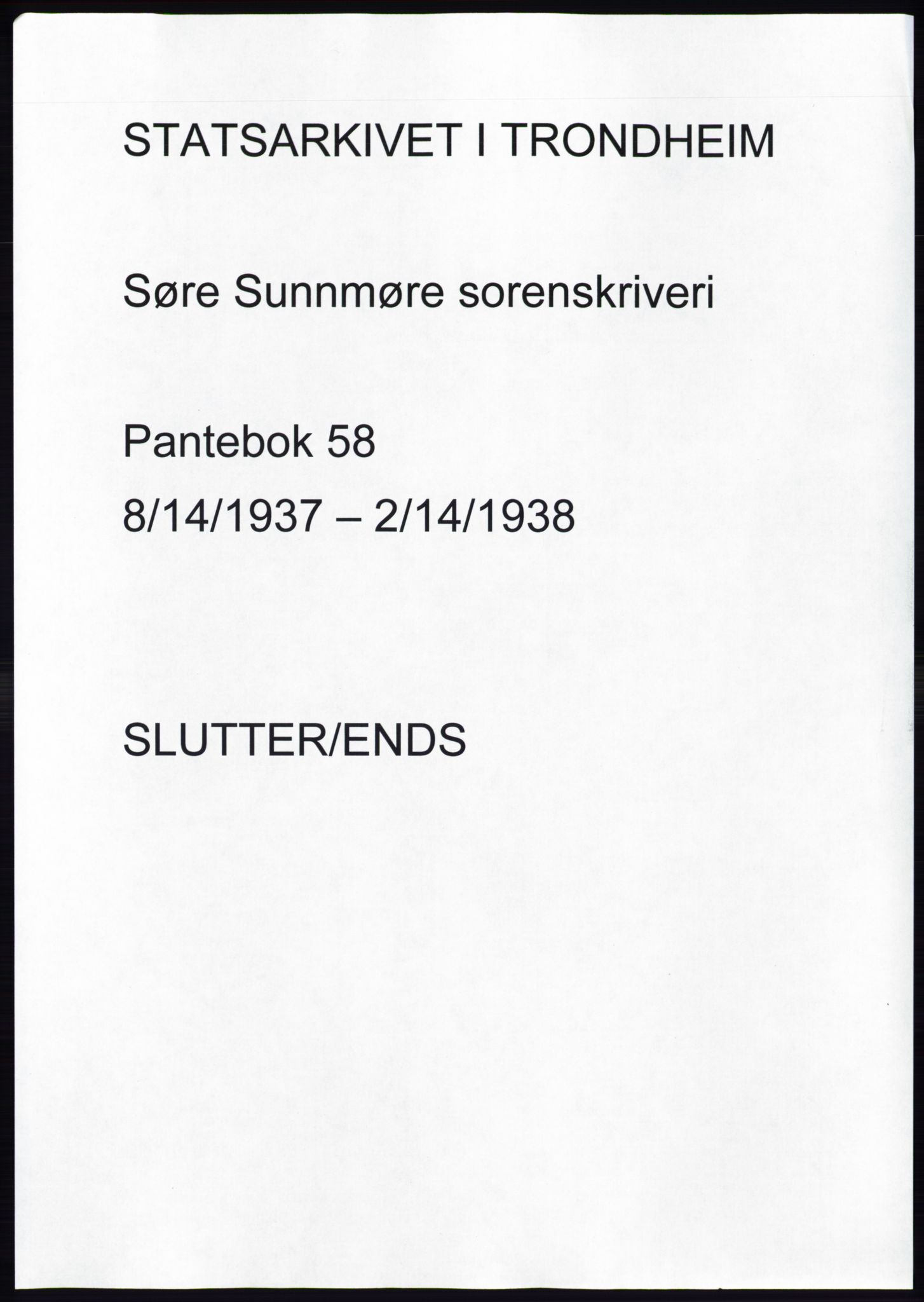 Søre Sunnmøre sorenskriveri, AV/SAT-A-4122/1/2/2C/L0064: Mortgage book no. 58, 1937-1938