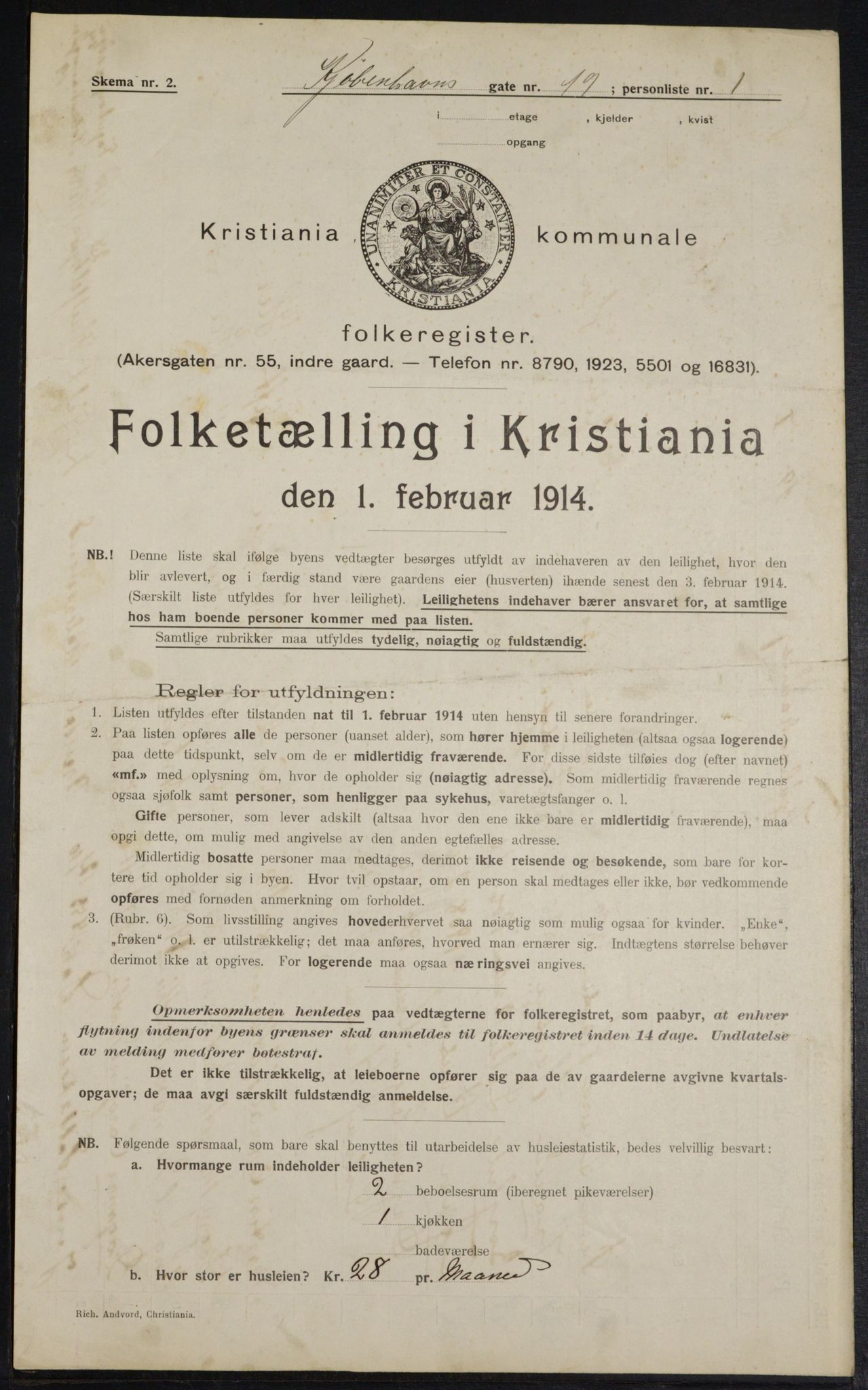 OBA, Municipal Census 1914 for Kristiania, 1914, p. 55196