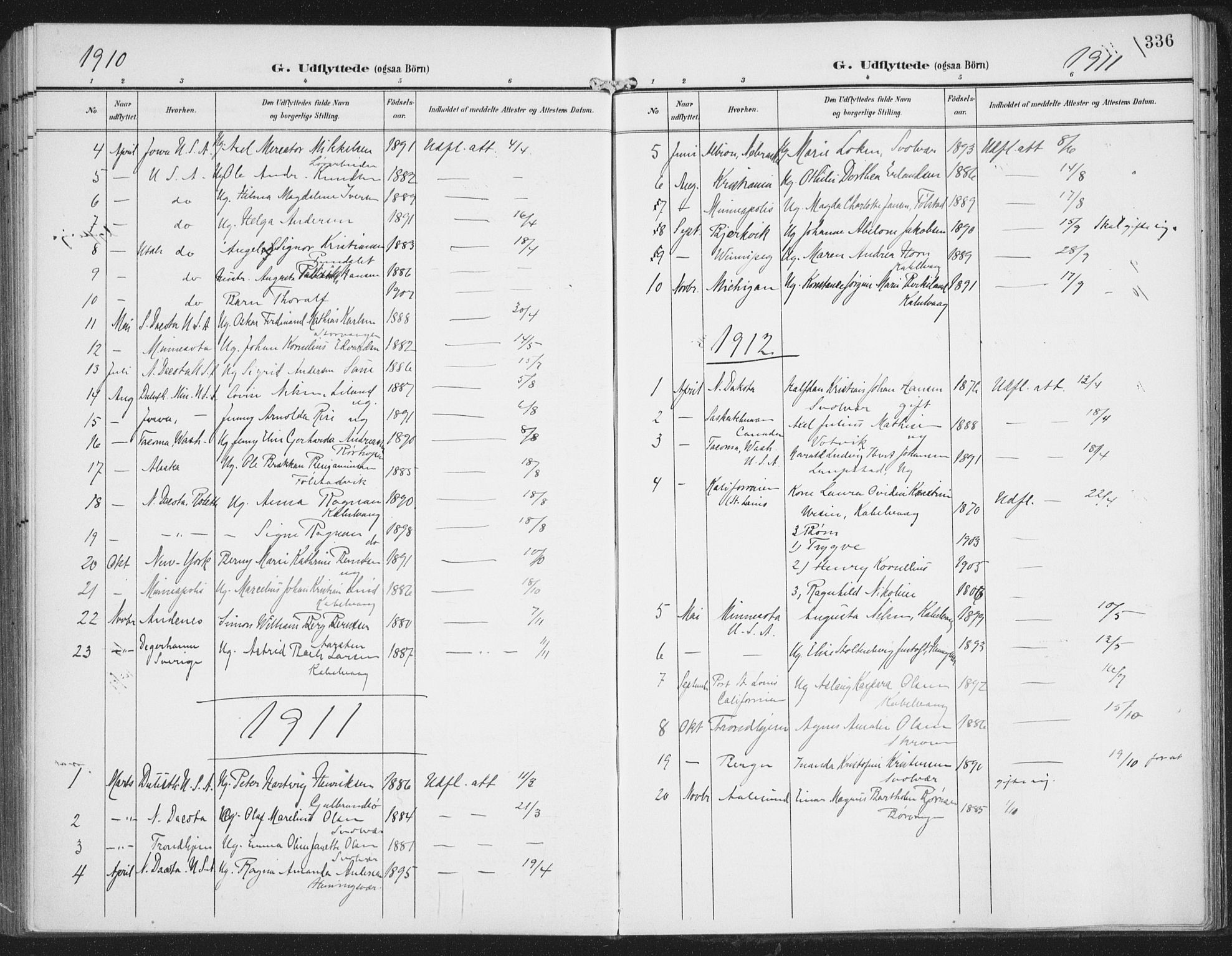 Ministerialprotokoller, klokkerbøker og fødselsregistre - Nordland, SAT/A-1459/874/L1063: Parish register (official) no. 874A07, 1907-1915, p. 336