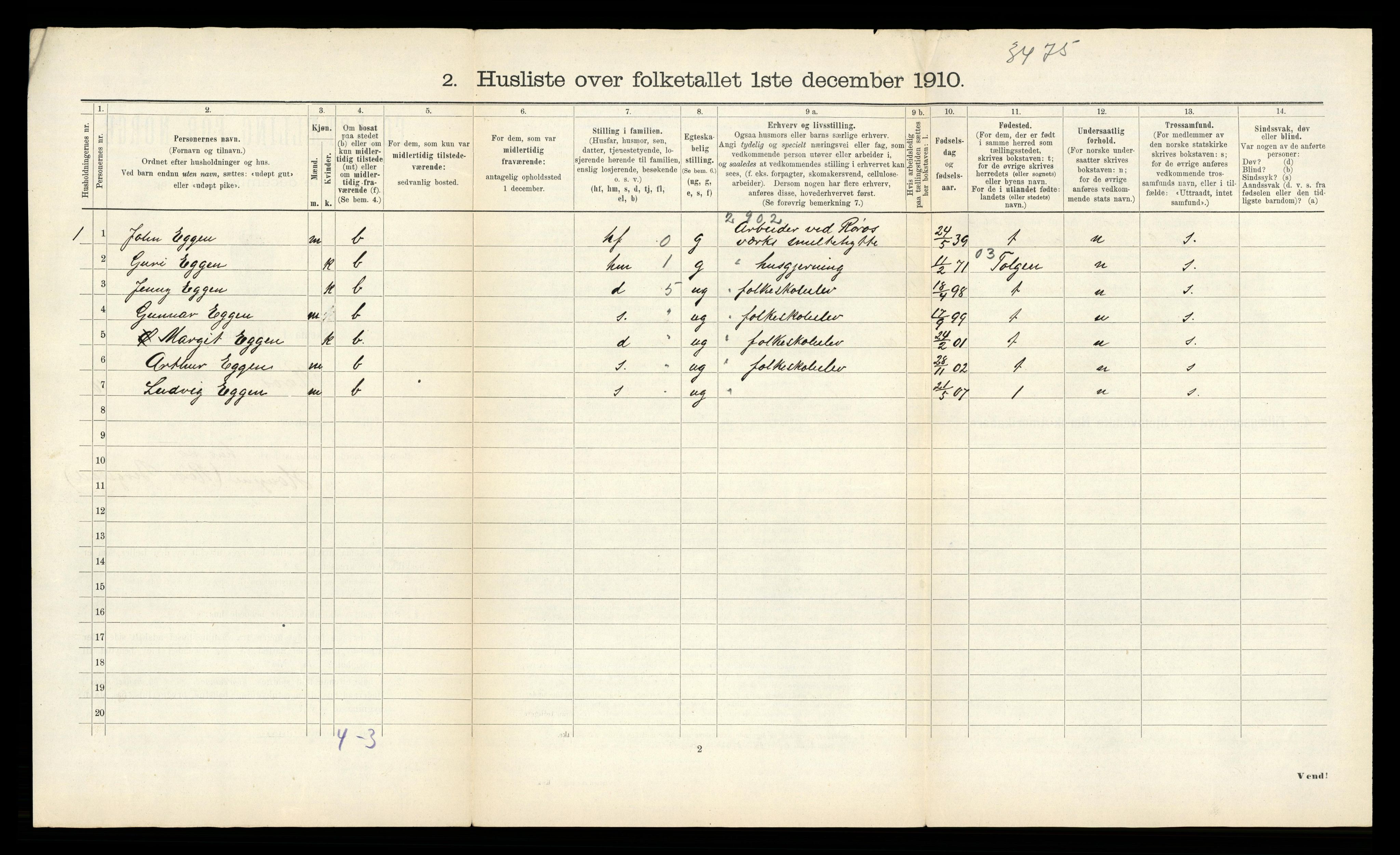 RA, 1910 census for Røros, 1910, p. 1188