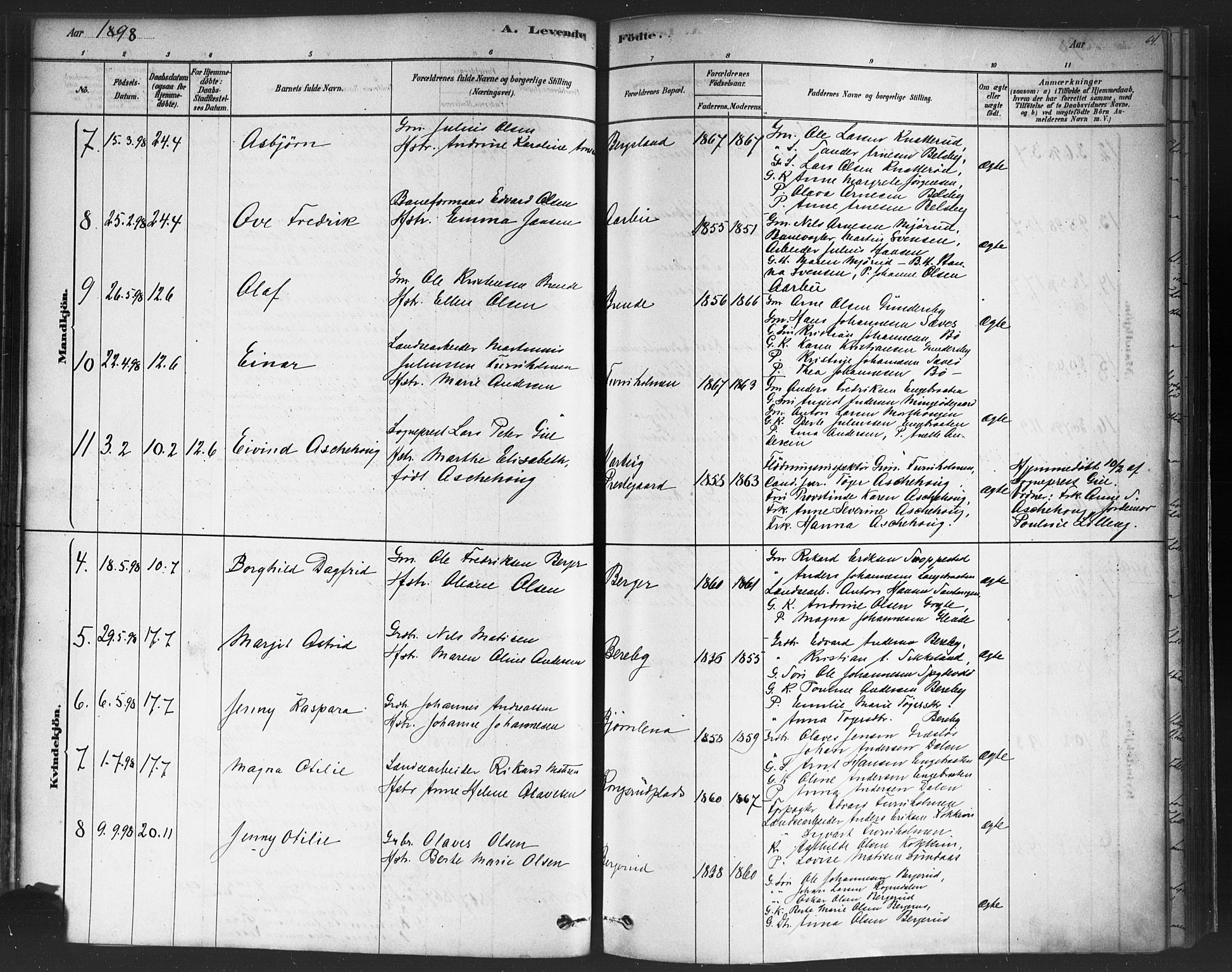 Varteig prestekontor Kirkebøker, AV/SAO-A-10447a/F/Fa/L0002: Parish register (official) no. 2, 1878-1899, p. 64