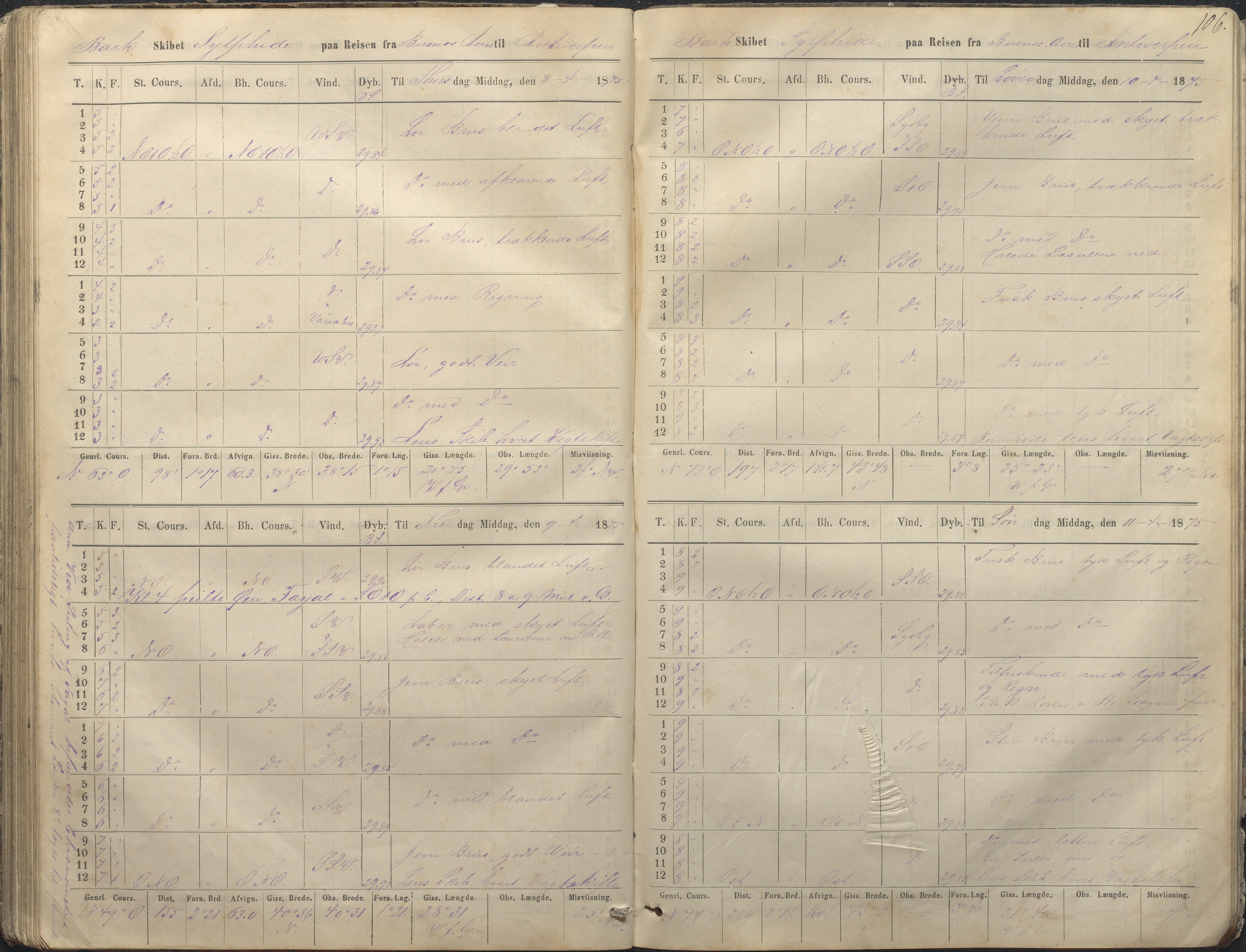 Fartøysarkivet, AAKS/PA-1934/F/L0340/0009: Flere fartøy (se mappenivå) / Sylphide (skip), 1752-1875, p. 106