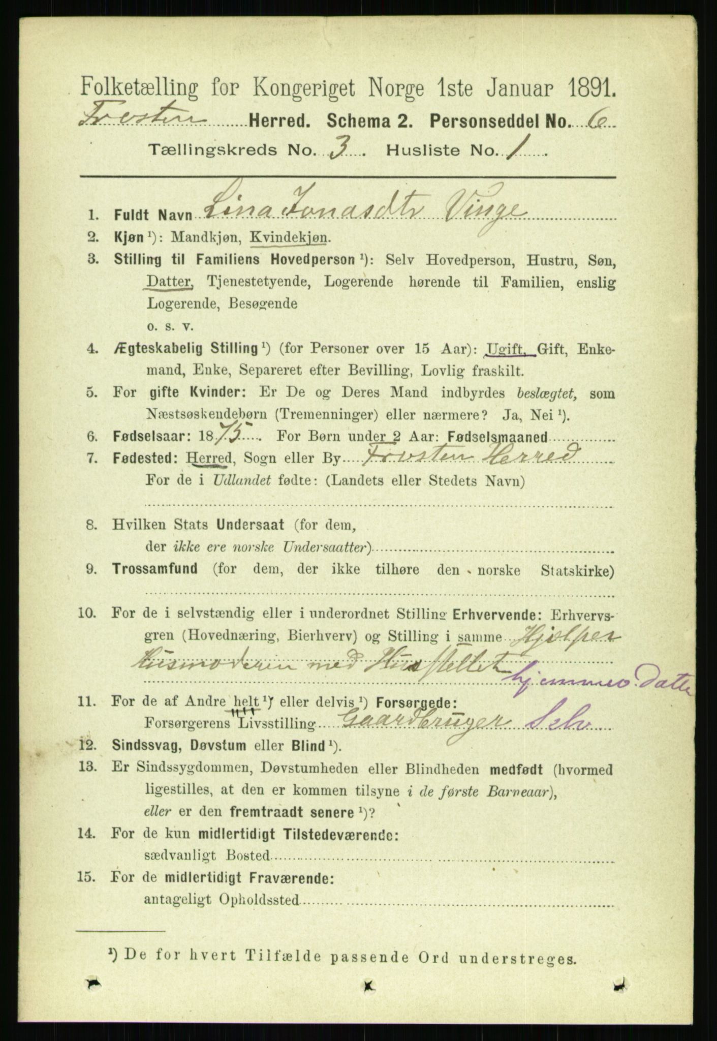 RA, 1891 census for 1717 Frosta, 1891, p. 1887