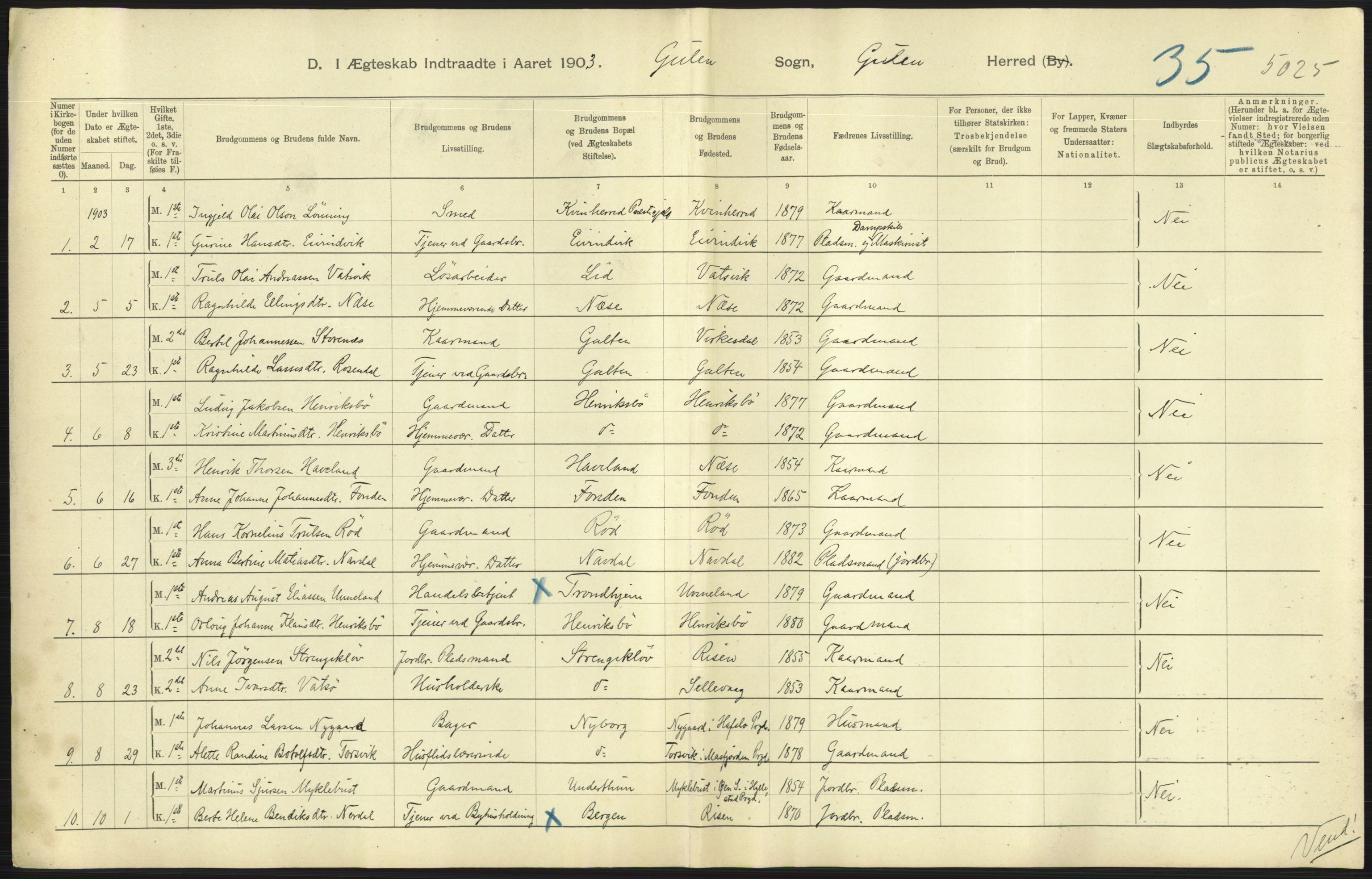 Statistisk sentralbyrå, Sosiodemografiske emner, Befolkning, RA/S-2228/D/Df/Dfa/Dfaa/L0015: Nordre Bergenhus: Fødte, gifte, døde. Bygder, 1903, p. 473