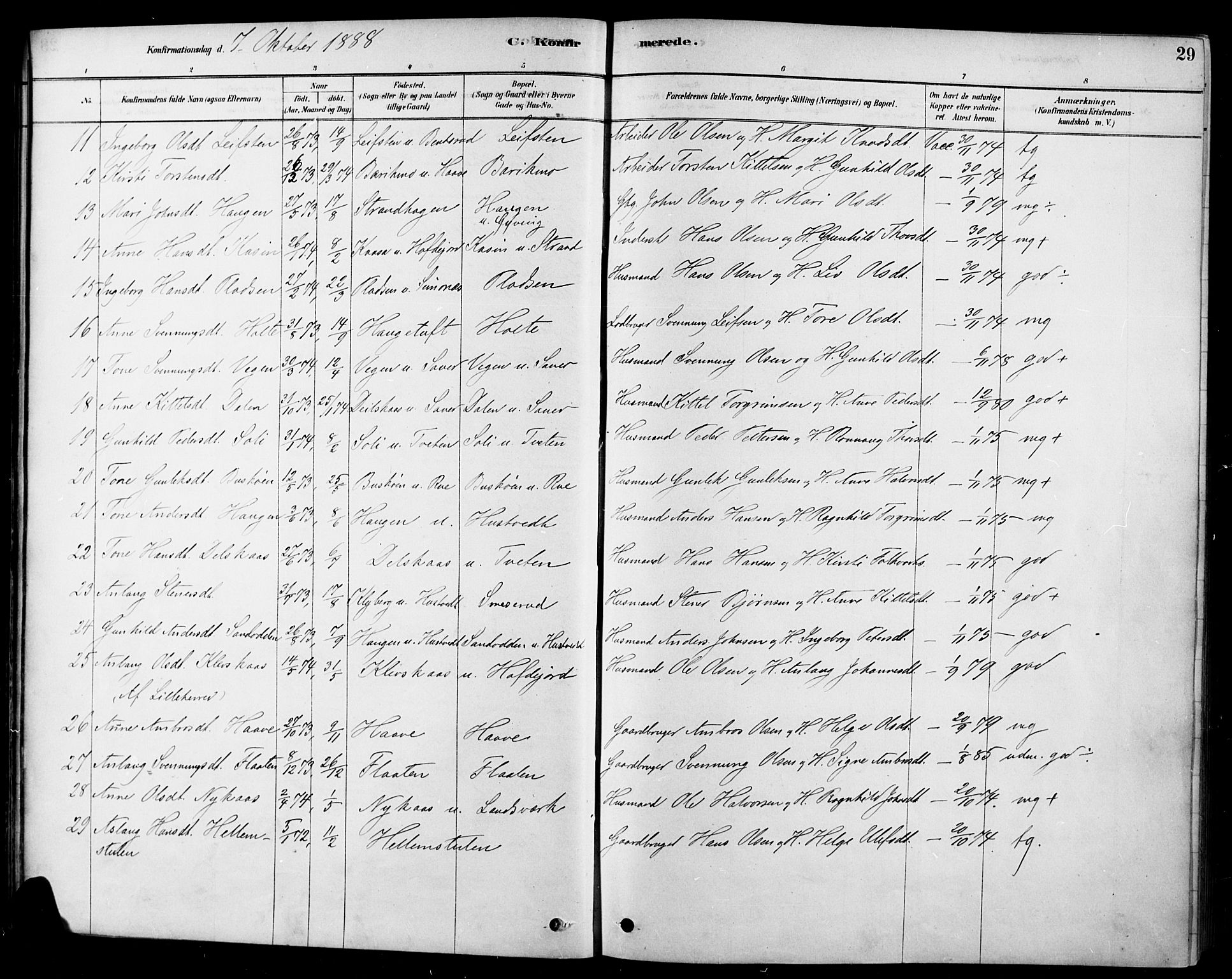 Heddal kirkebøker, SAKO/A-268/F/Fa/L0009: Parish register (official) no. I 9, 1878-1903, p. 29