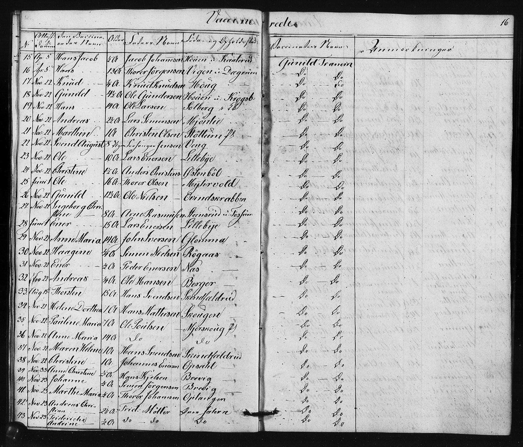 Enebakk prestekontor Kirkebøker, SAO/A-10171c/F/Fa/L0015: Parish register (official) no. I 15, 1830-1867, p. 16