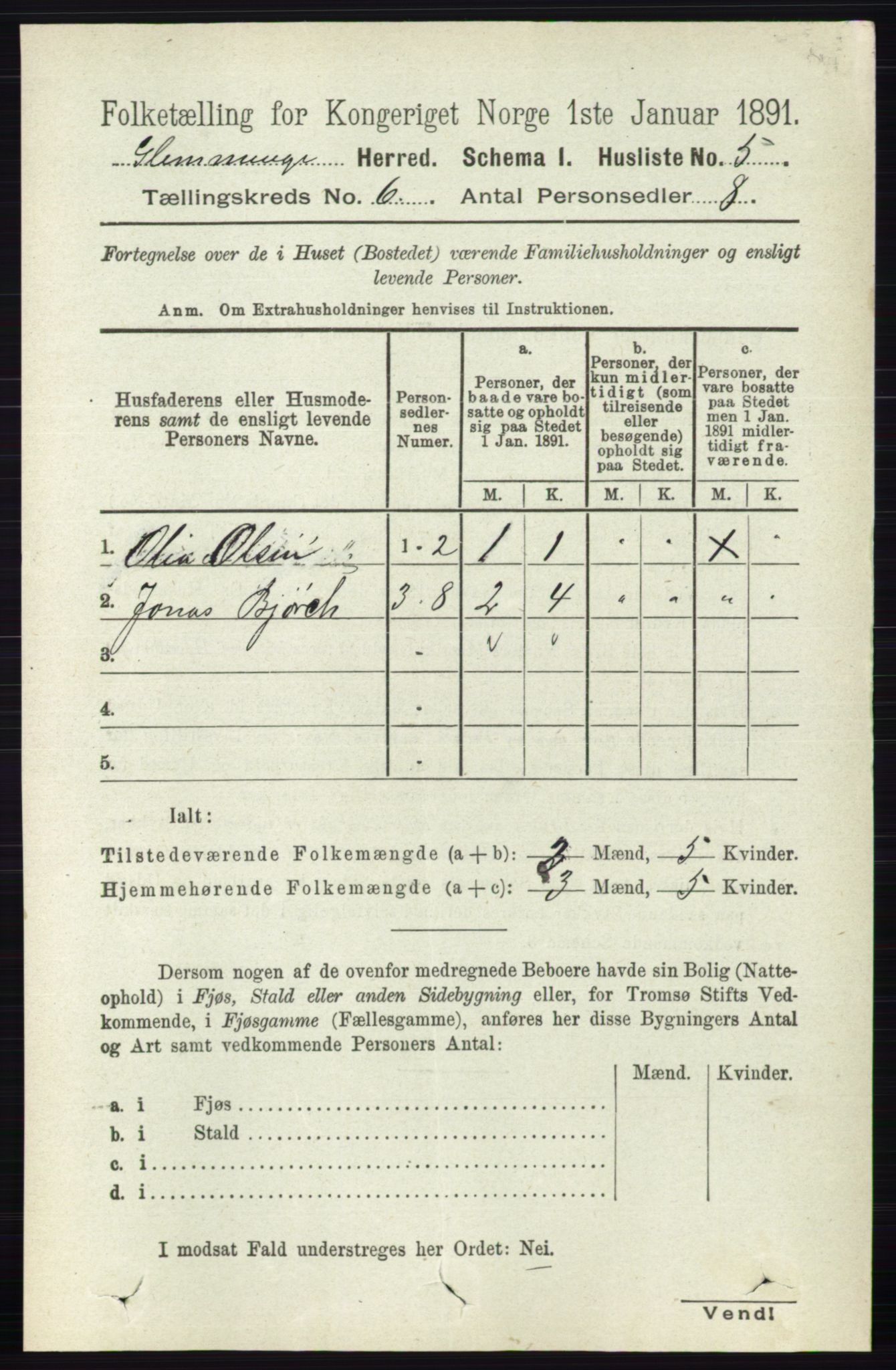 RA, 1891 census for 0132 Glemmen, 1891, p. 7317