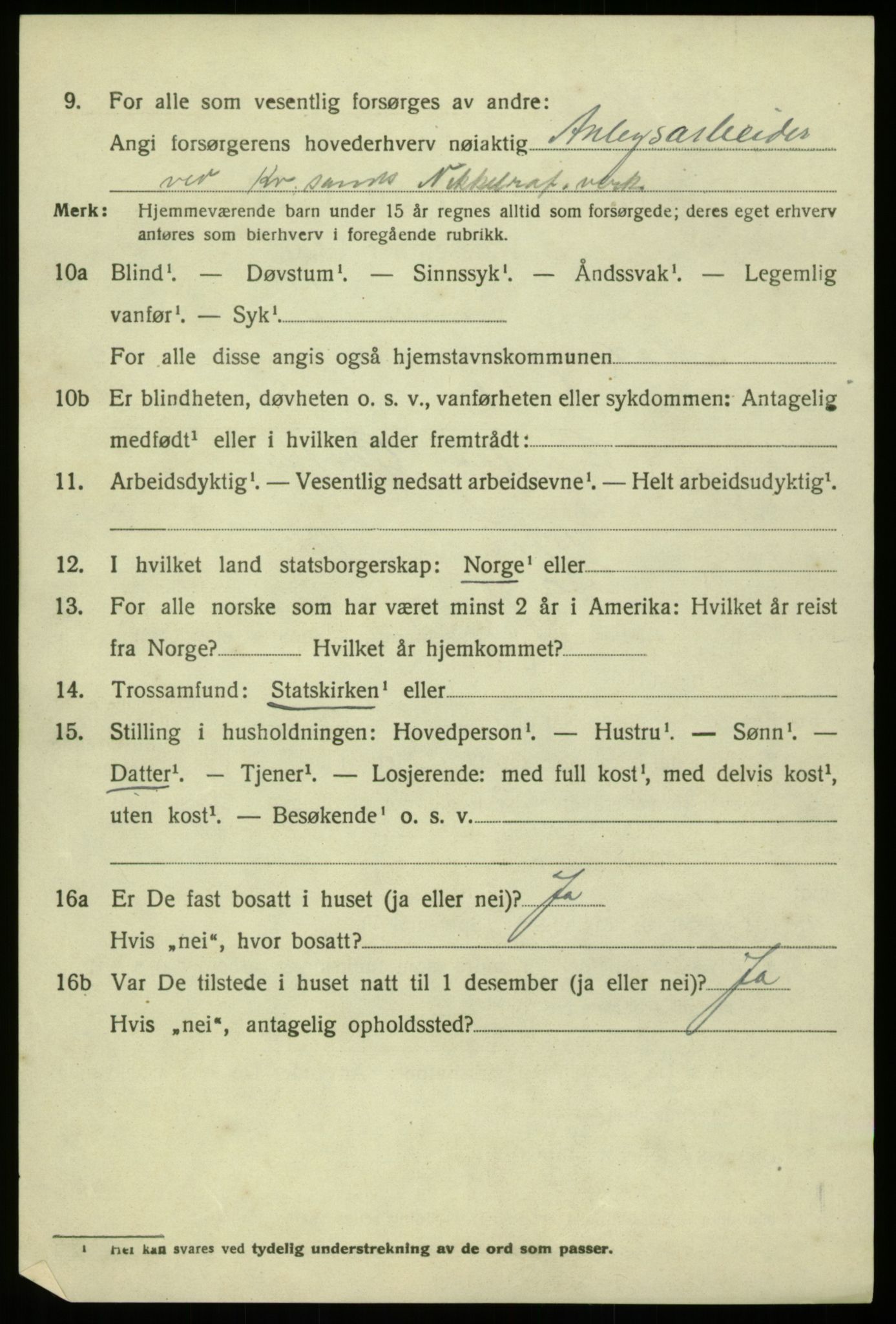SAB, 1920 census for Hosanger, 1920, p. 2354