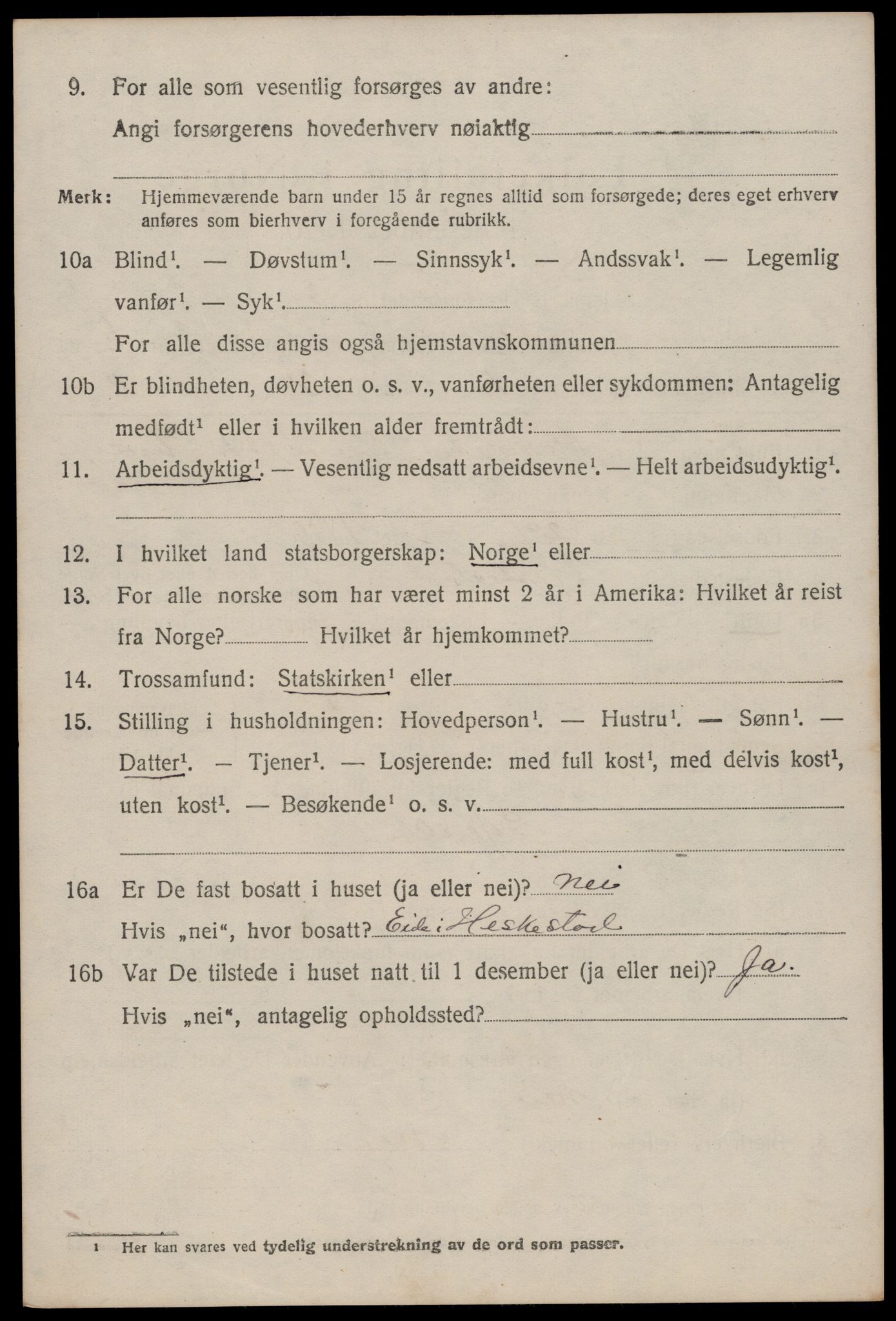 SAST, 1920 census for Heskestad, 1920, p. 1834