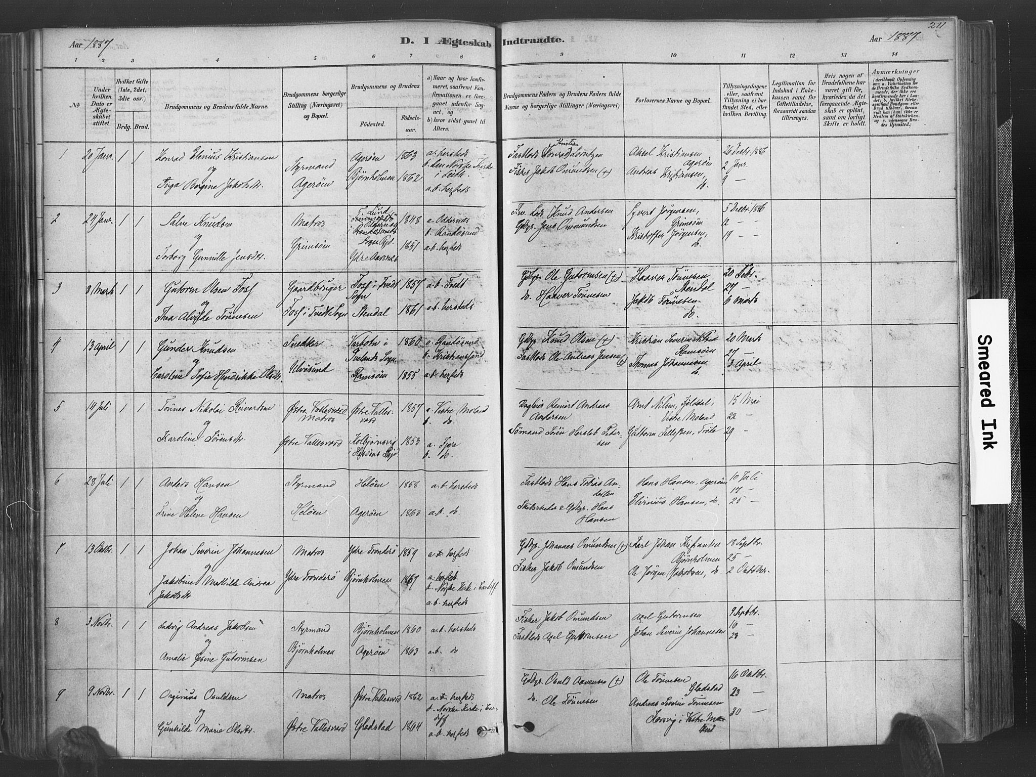 Høvåg sokneprestkontor, SAK/1111-0025/F/Fa/L0005: Parish register (official) no. A 5, 1878-1893, p. 211