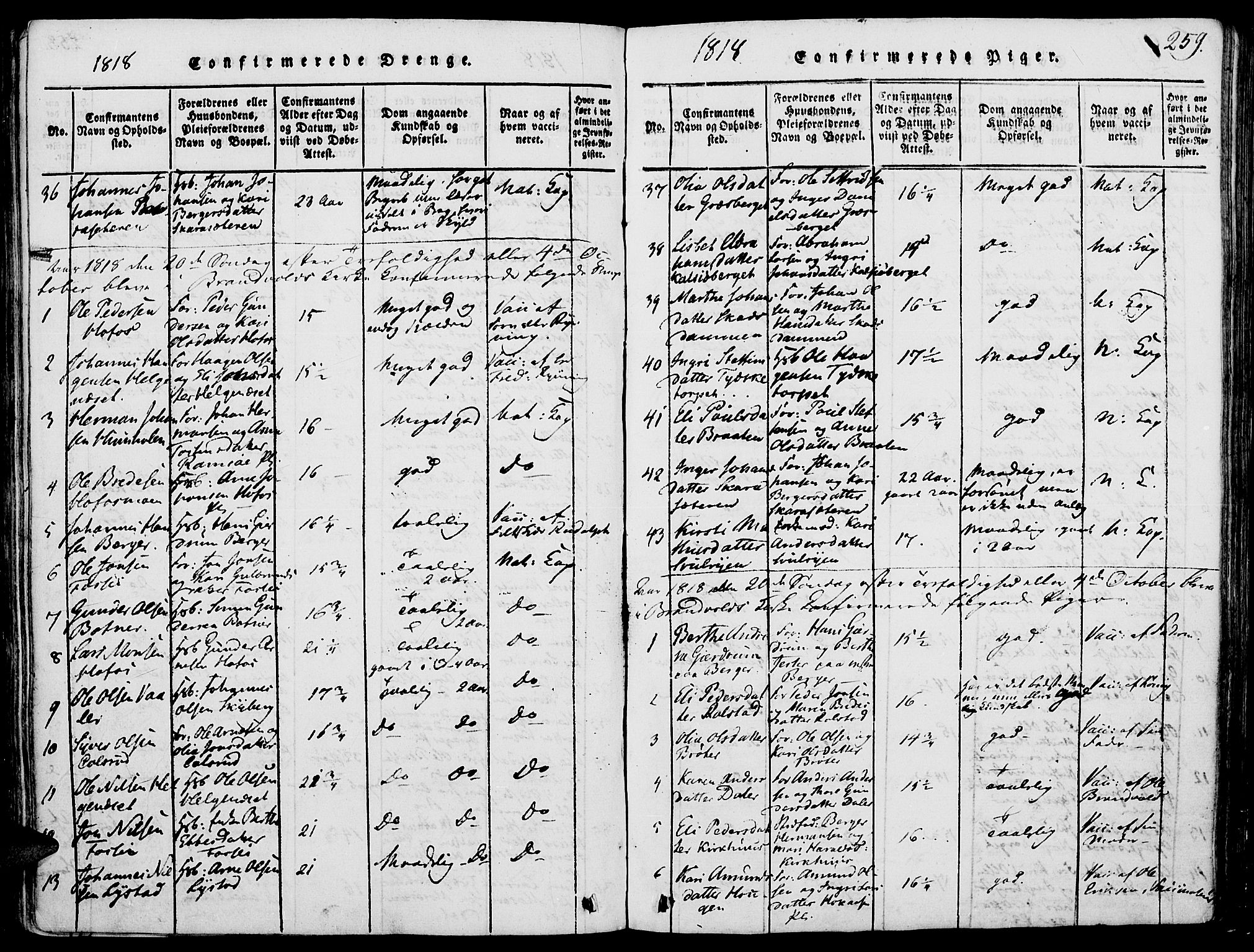 Grue prestekontor, SAH/PREST-036/H/Ha/Haa/L0006: Parish register (official) no. 6, 1814-1830, p. 259