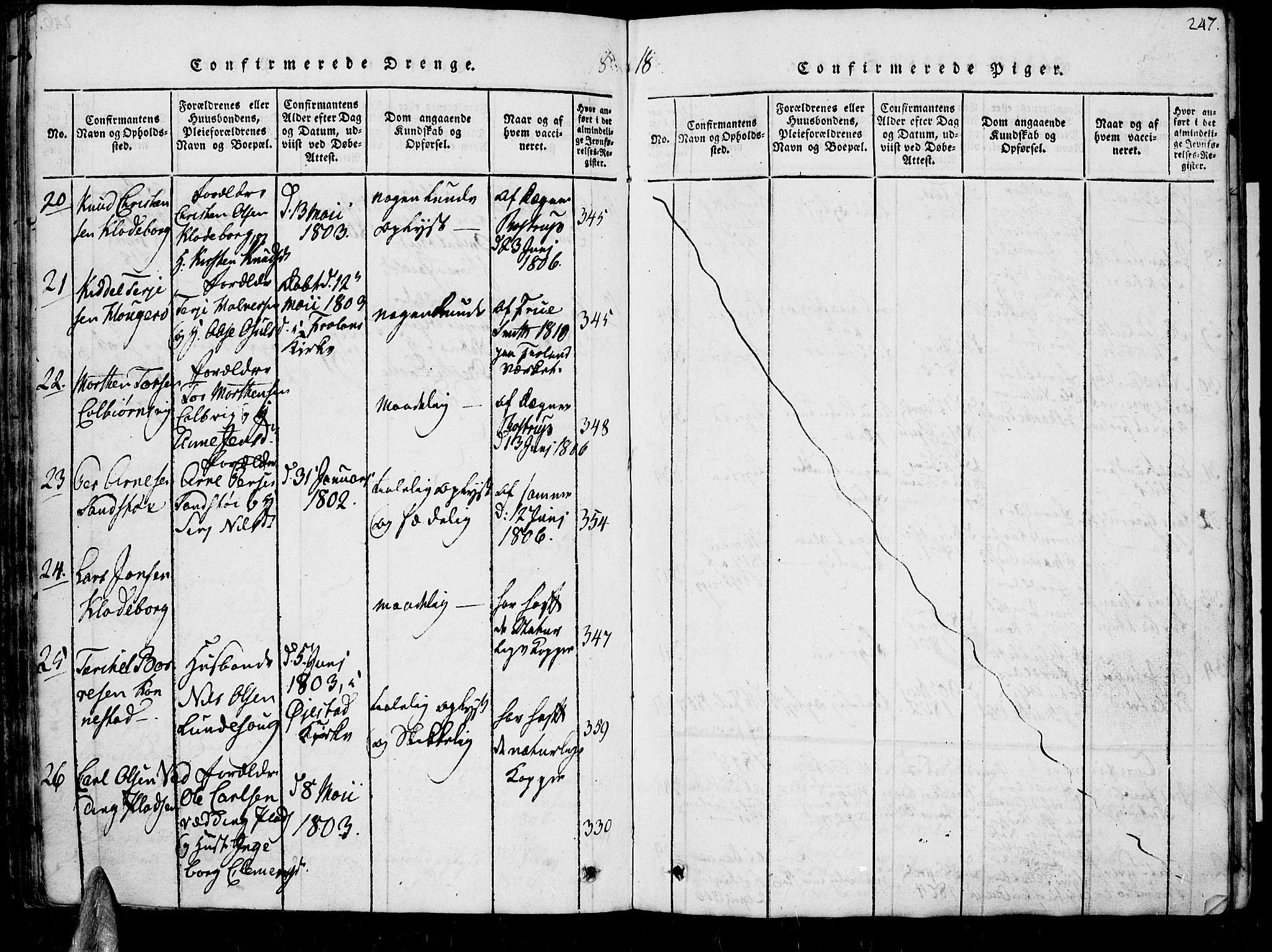 Øyestad sokneprestkontor, AV/SAK-1111-0049/F/Fb/L0003: Parish register (copy) no. B 3, 1816-1827, p. 247